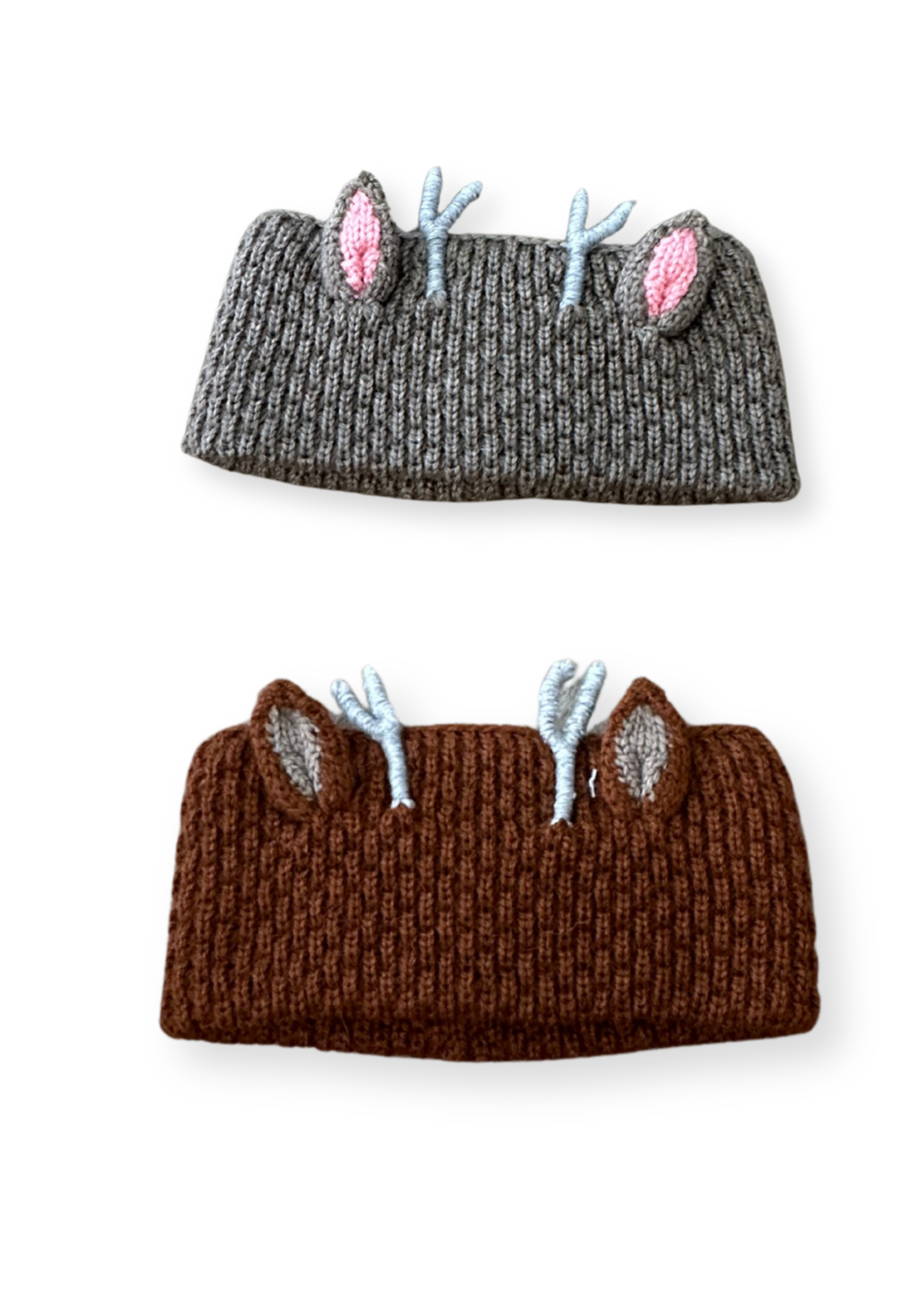 Peruvian Trading Company Deer Headband Light Brown Hand Knit