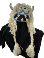 Peruvian Trading Company Yeti Silly Monster Hand Crochet Hat Blue Cream
