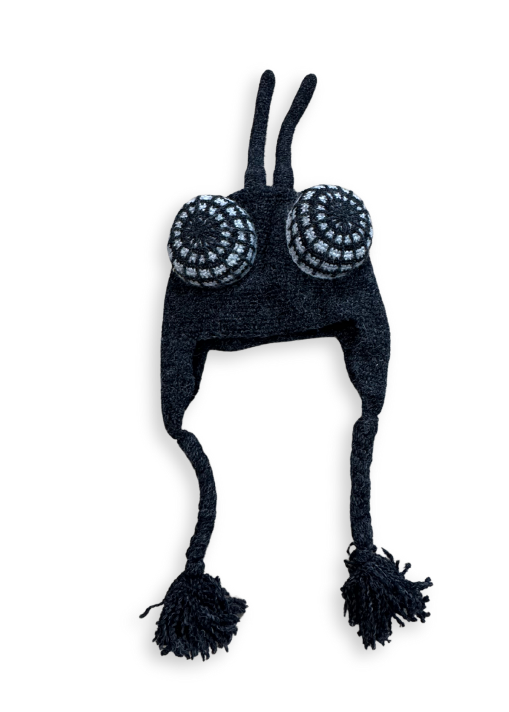 Peruvian Trading Company Fly Silly Monster Hand Crochet Hat Black