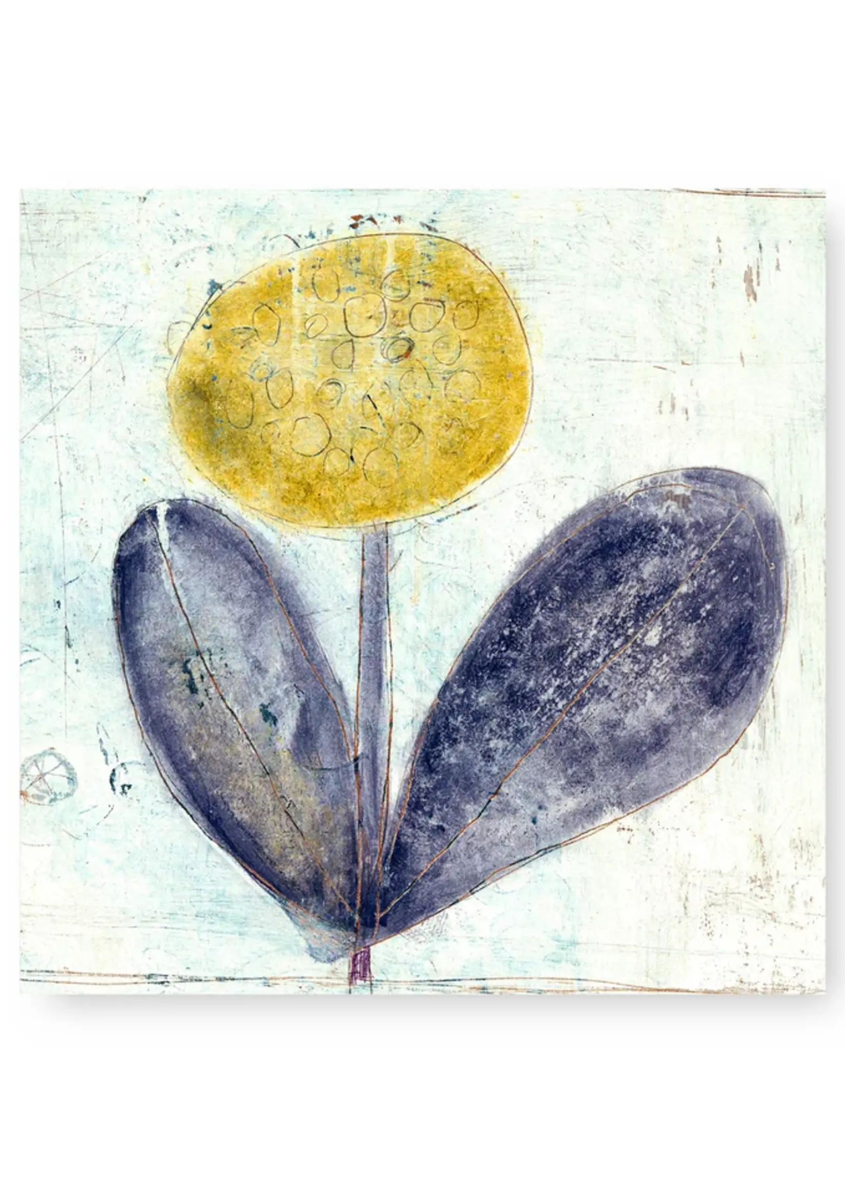 Sugarboo & Co. Yellow Flower With Purple Leaves Art Tile 6x6