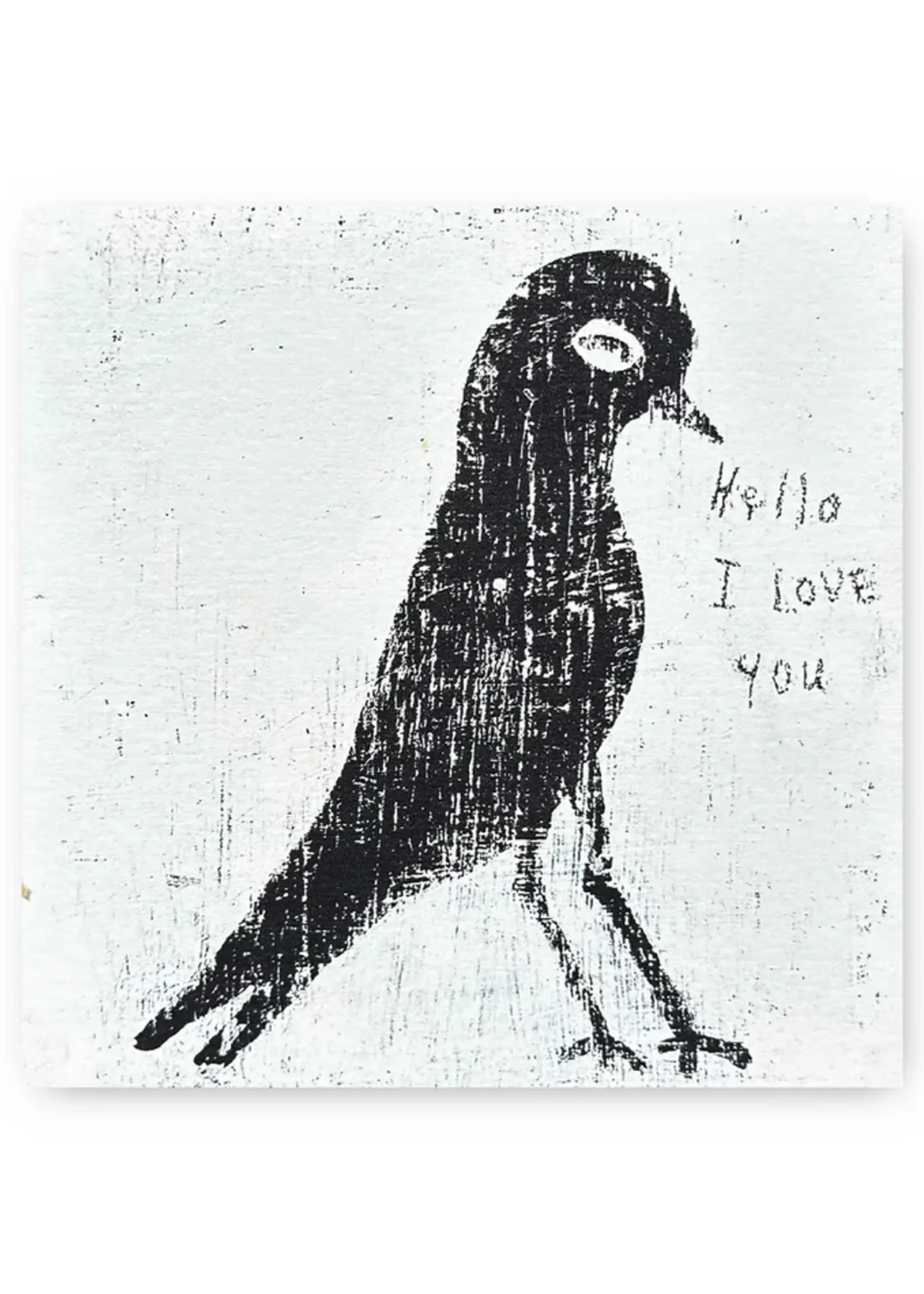 Sugarboo & Co. Black Bird Hello I Love You Art Tile 6x6