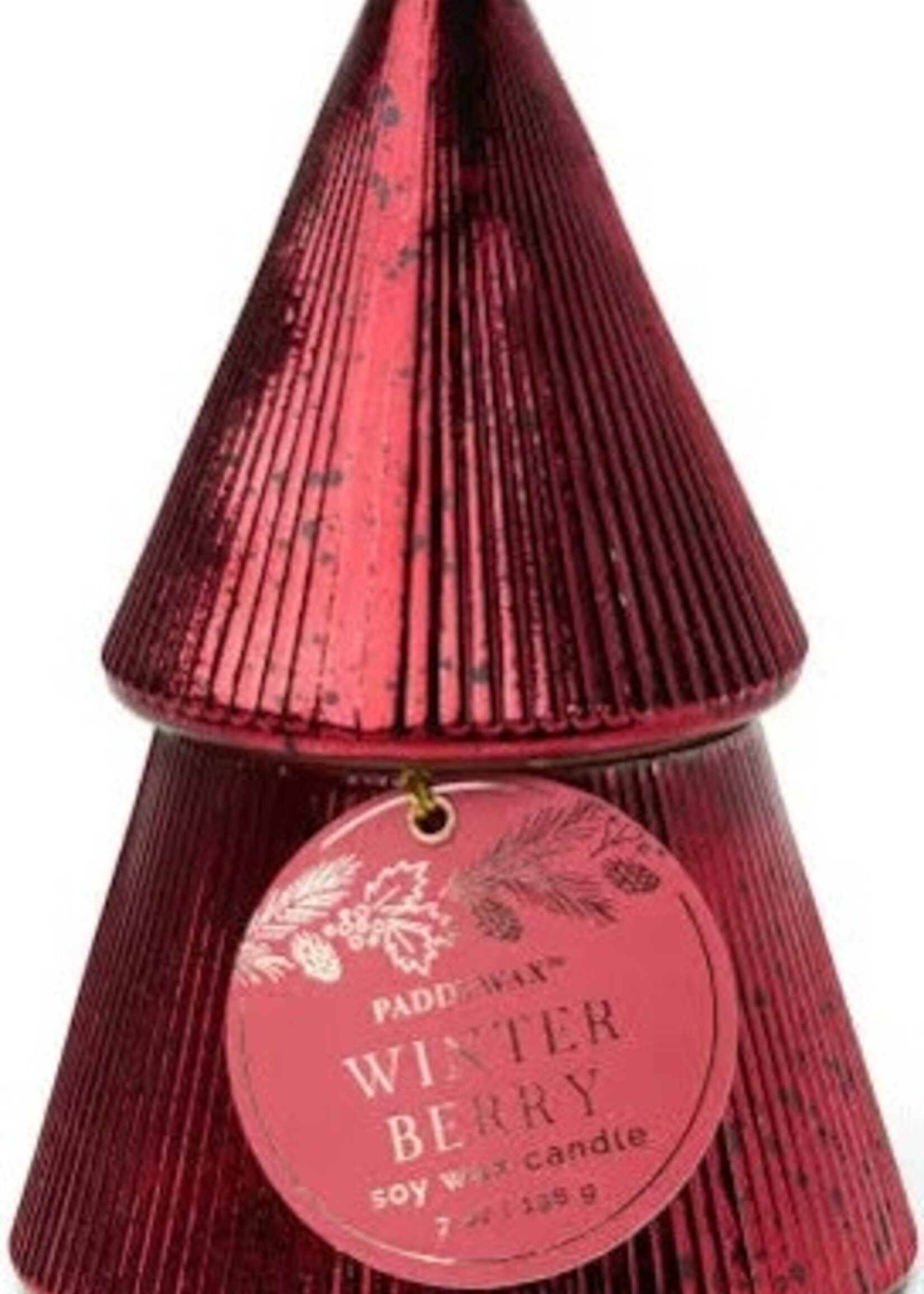Paddywax Candles Red Ribbed Mercury Stacked Tree Candle Winter Berry