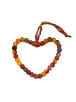 Sugarboo & Co. Kantha Heart Ornament with Wooden Beads