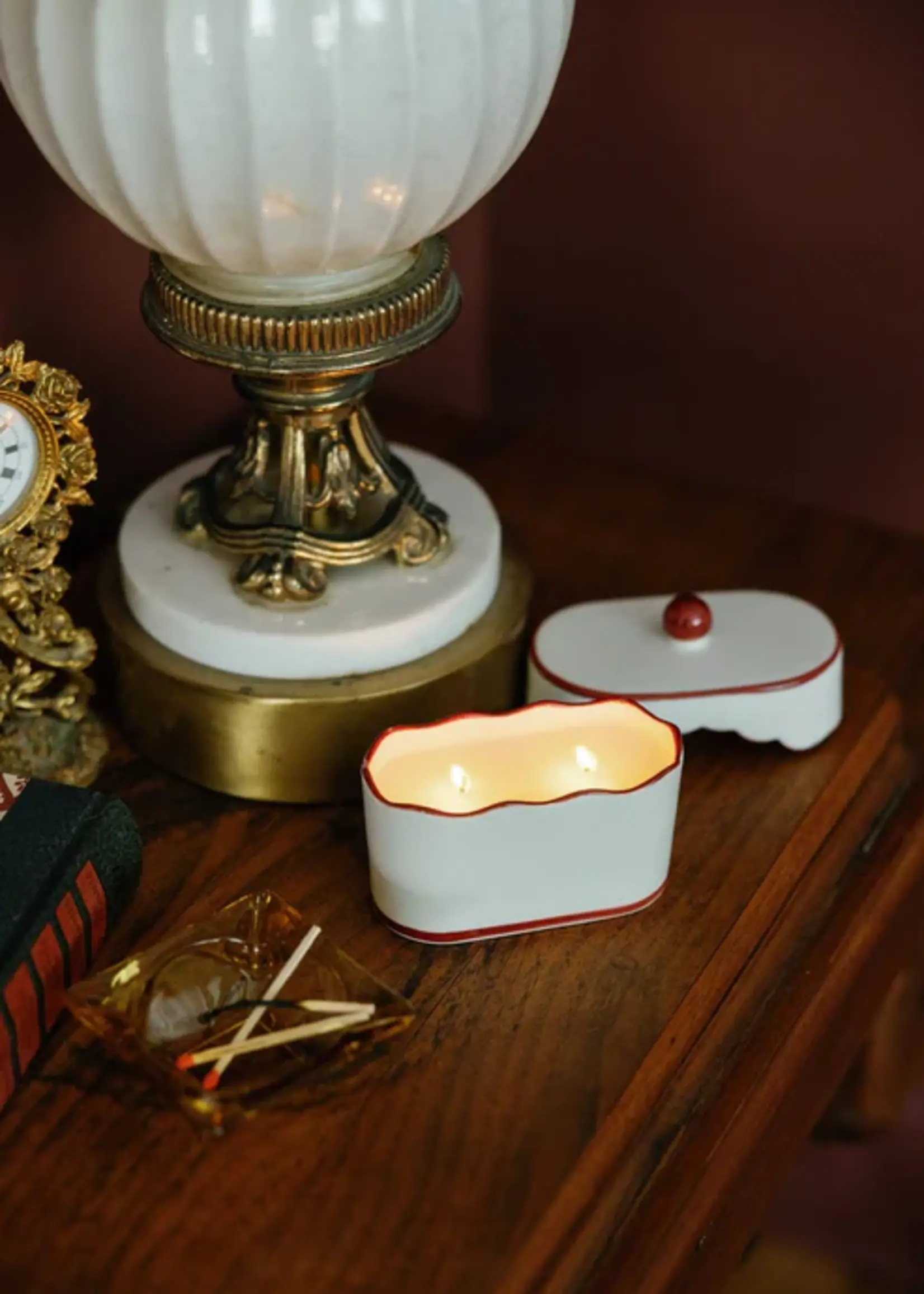 Paddywax Candles CHÉRIE CERAMIC DISH - FRENCH LINEN  & ORRIS