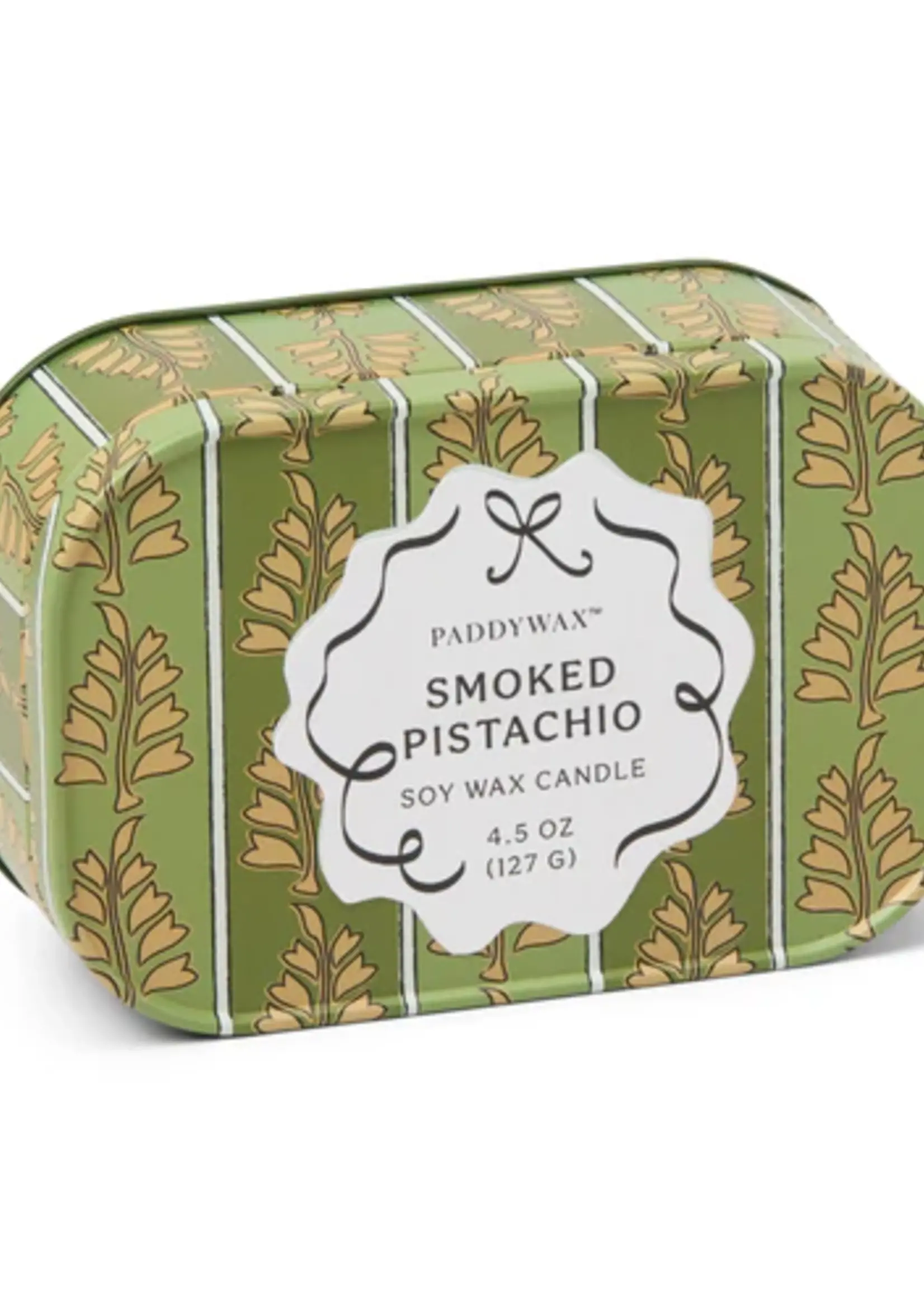 Paddywax Candles CHÉRIE PRINTED TIN -  SMOKED PISTACHIO