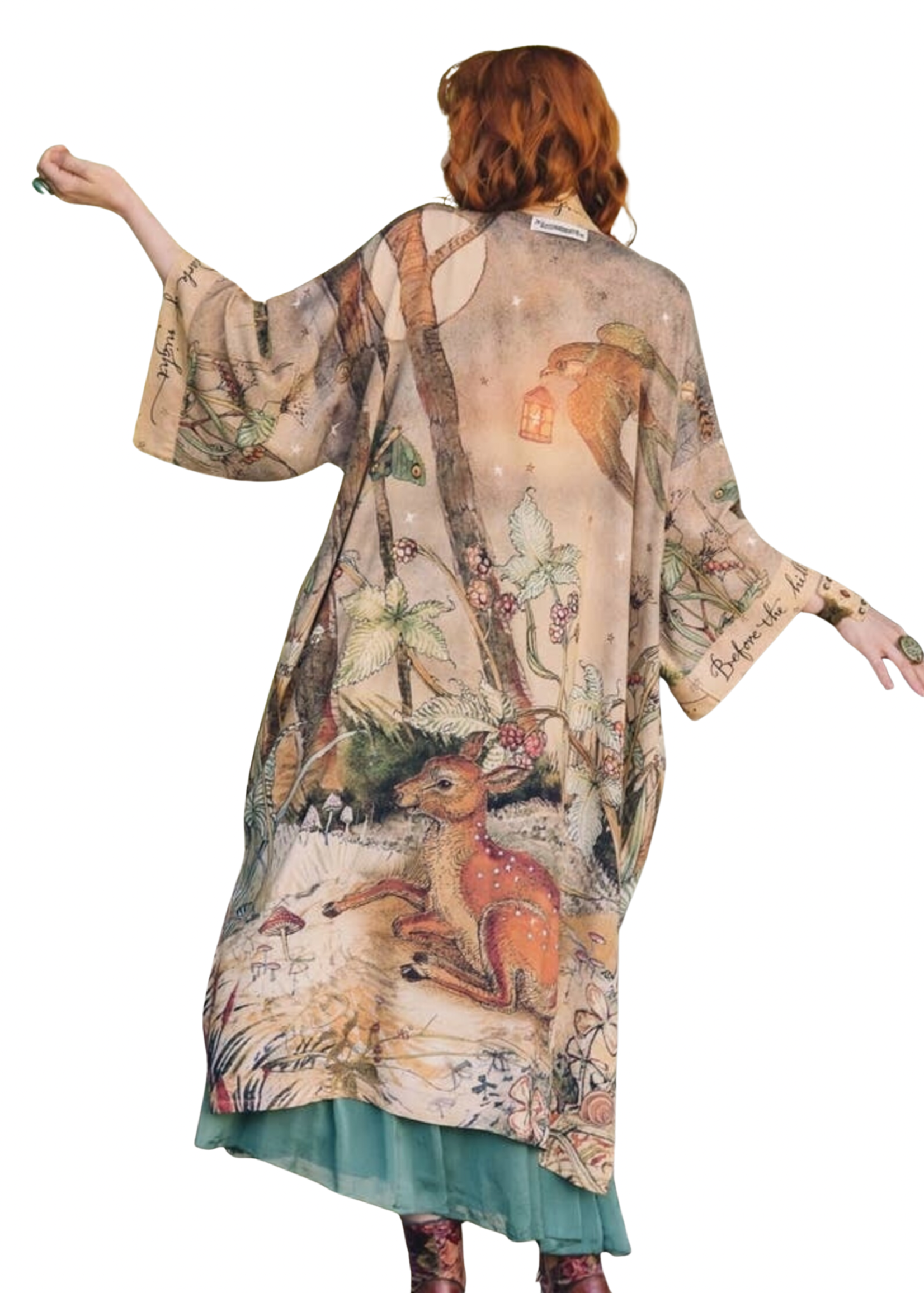 Market of Stars Lovelight Long Duster Bamboo Kimono Robe Deer Swallow