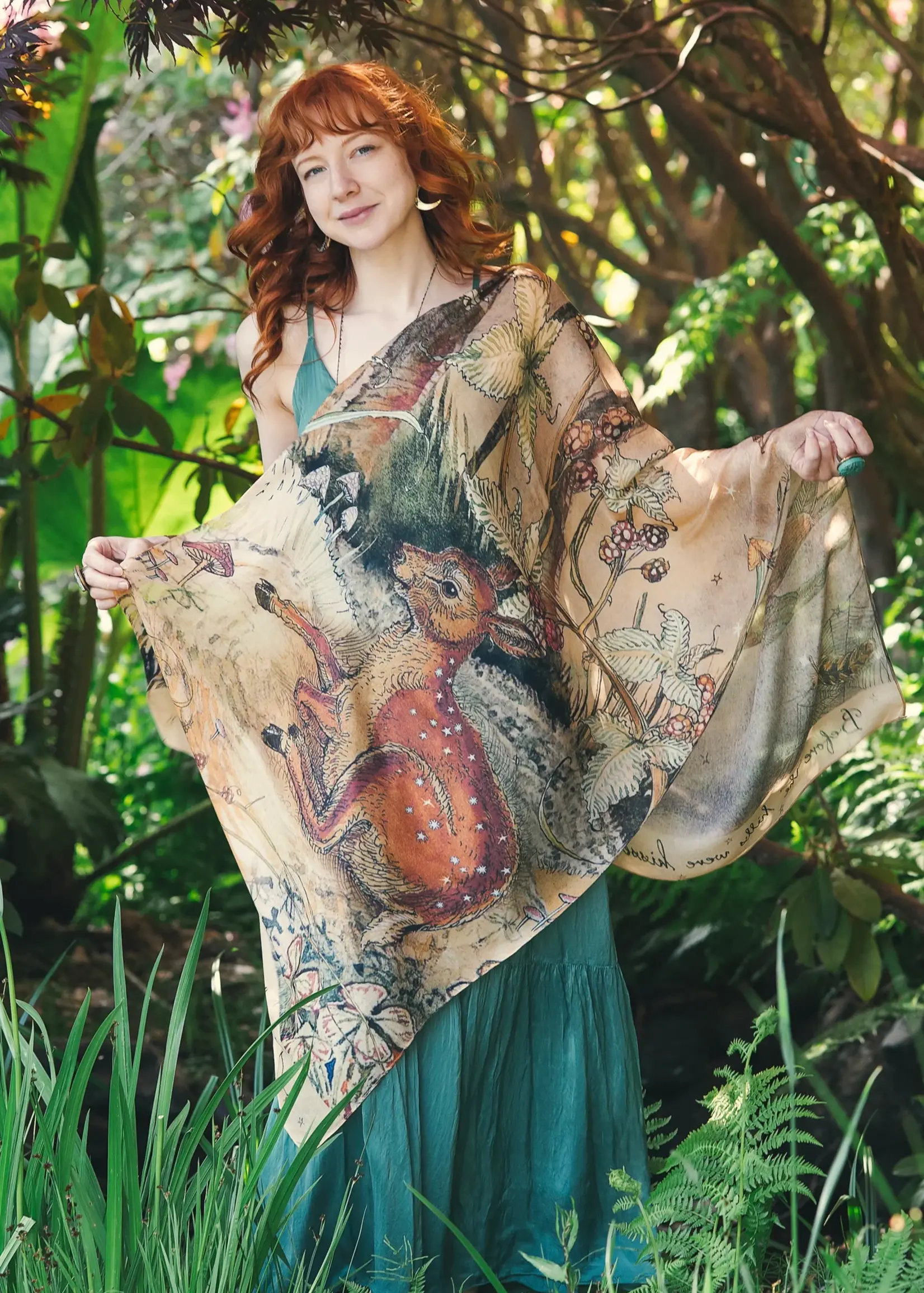 Market of Stars Lovelight Bamboo Scarf Woodland Deer & Swallow