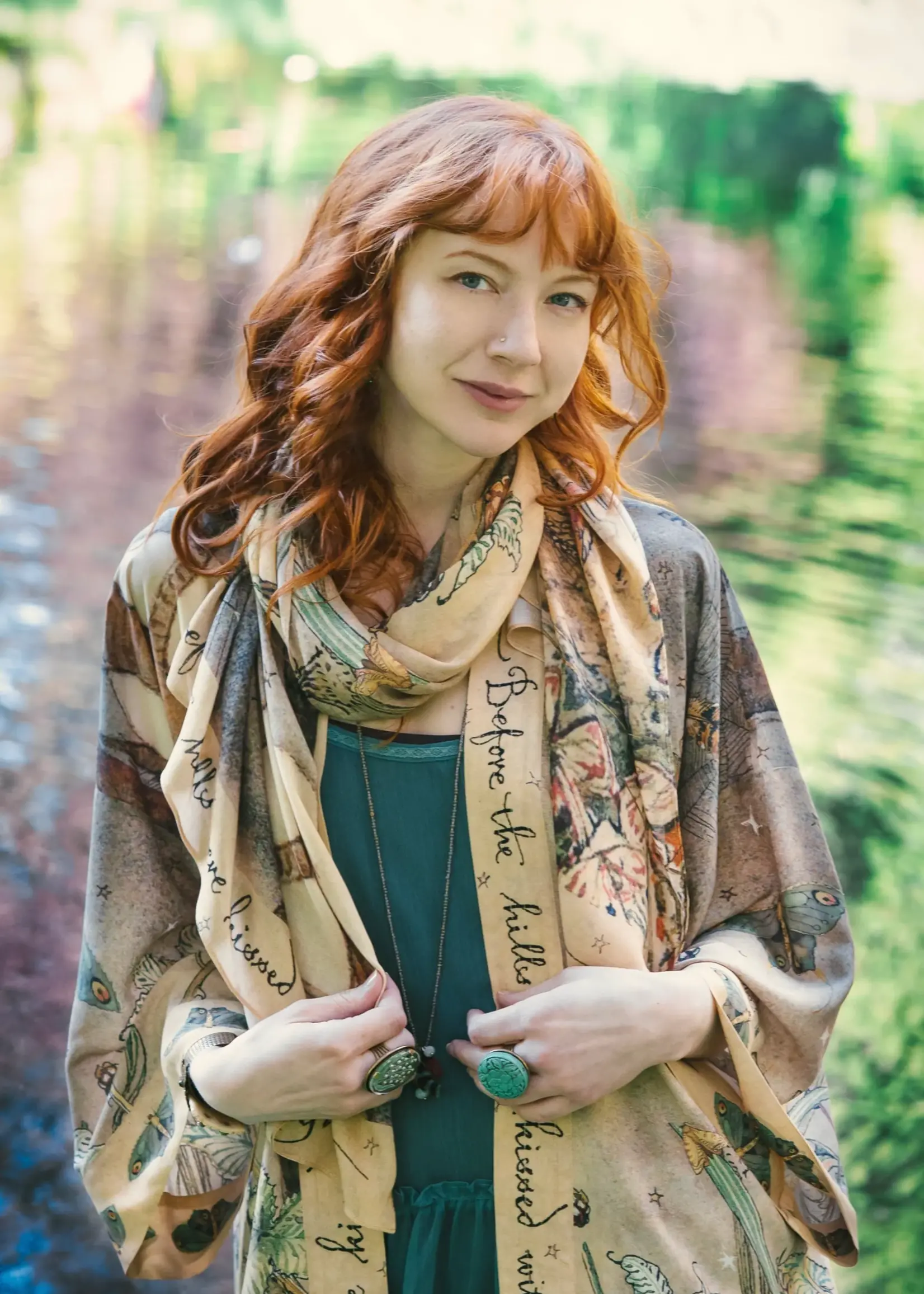 Market of Stars Lovelight Bamboo Scarf Woodland Deer & Swallow