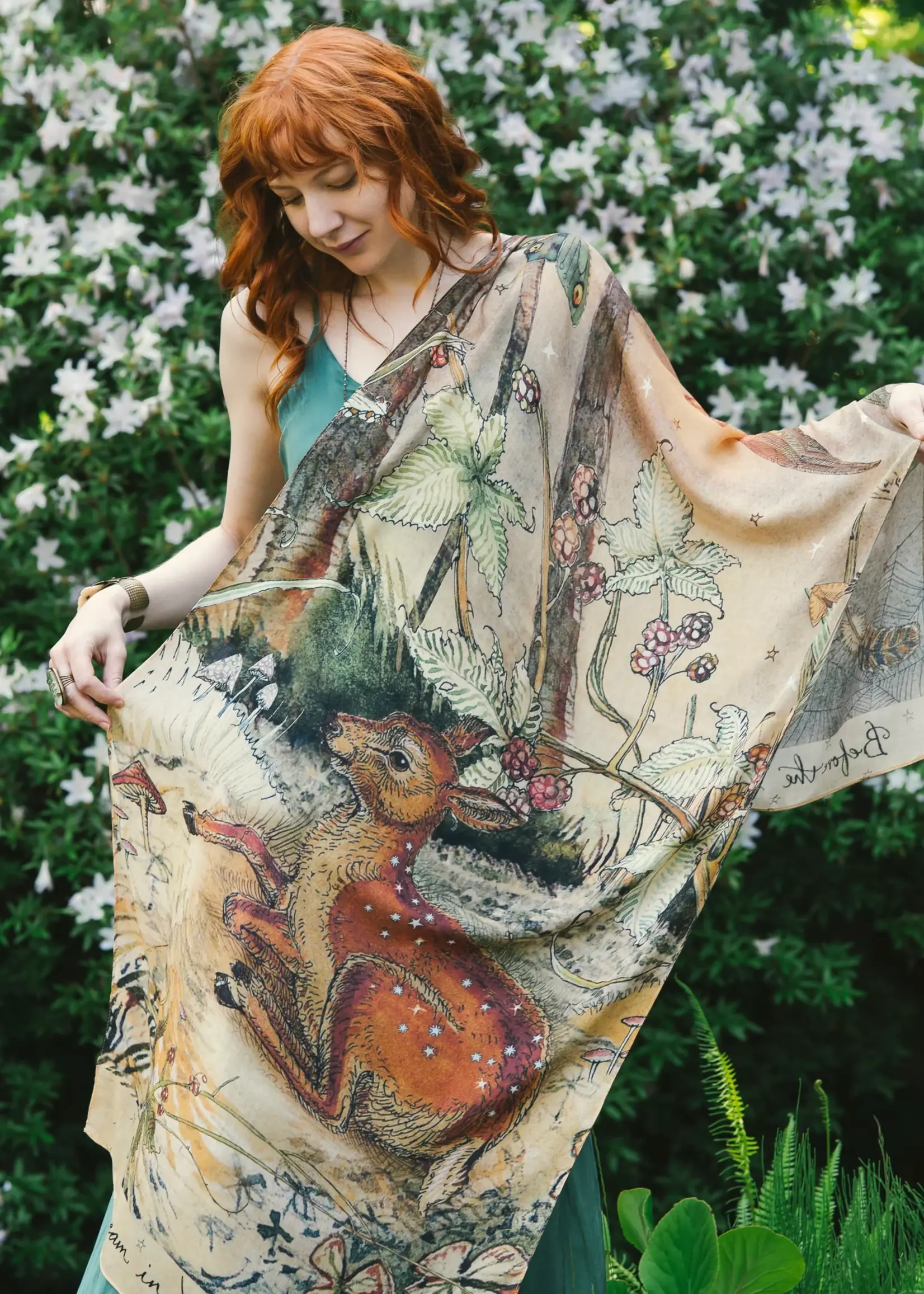 Market of Stars Lovelight Bamboo Scarf Woodland Deer & Swallow