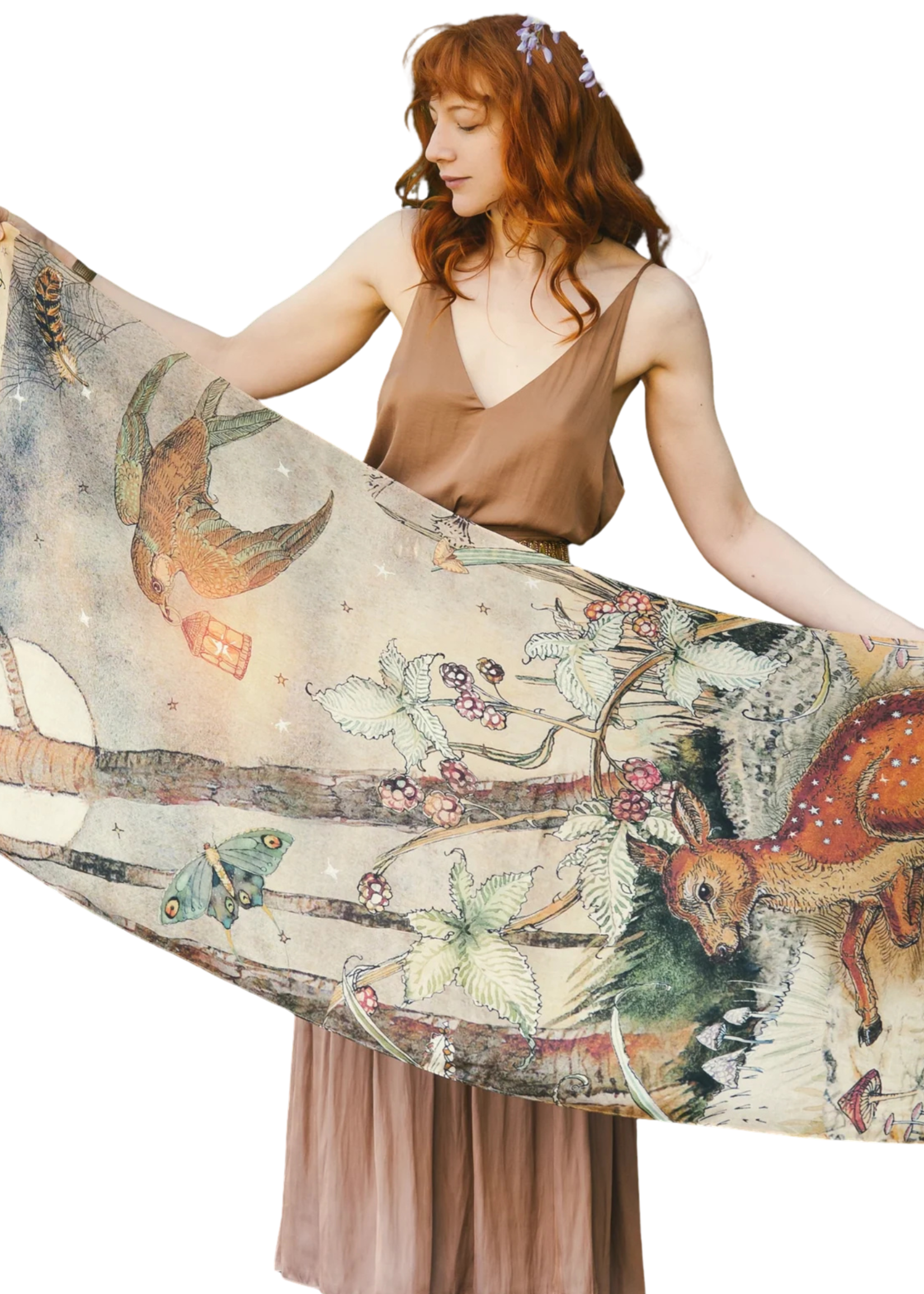 Market of Stars Lovelight Bamboo Scarf Woodland Deer & Swallow