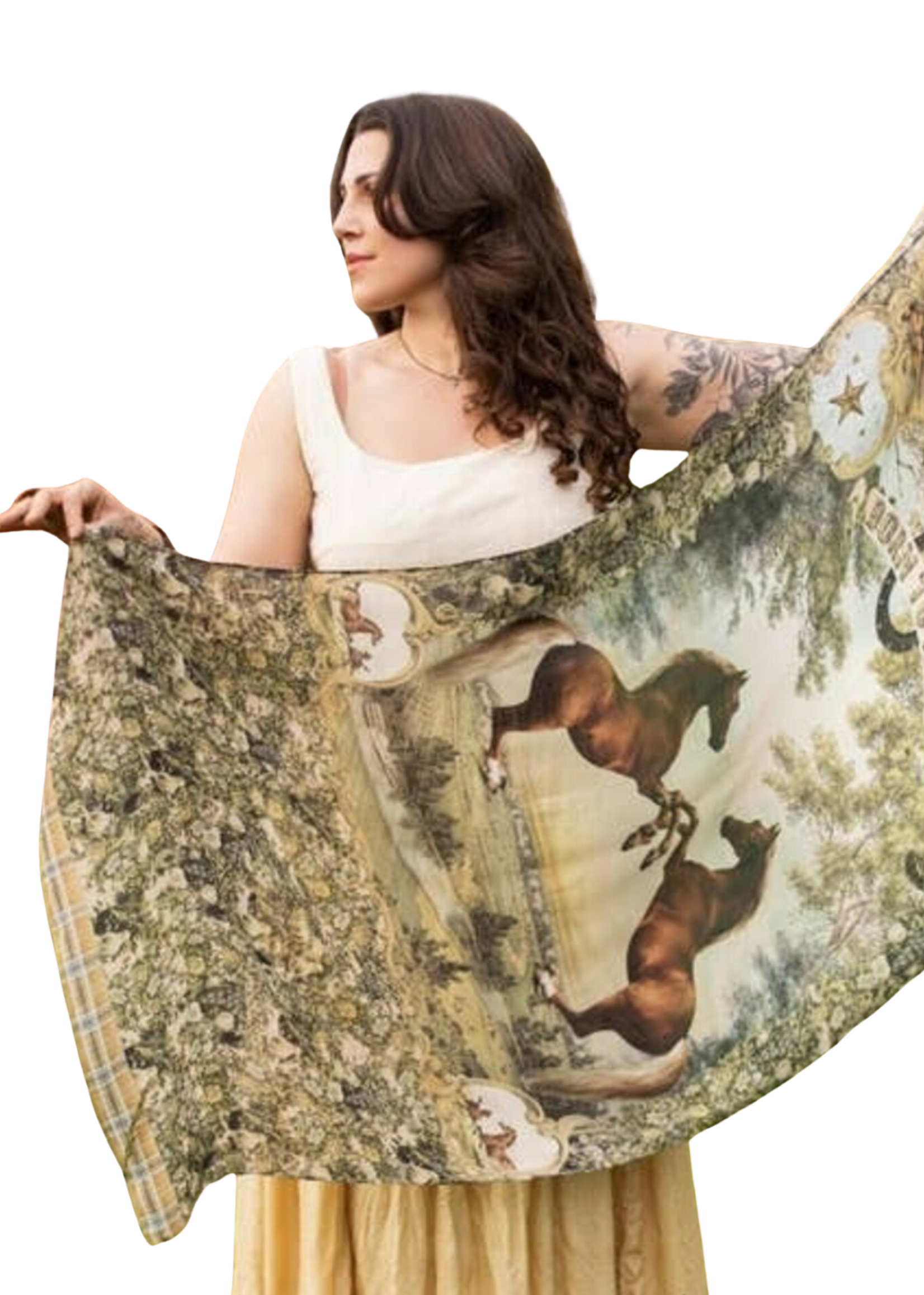 Market of Stars Born to Run Bamboo Scarf Wild Horse & Floral