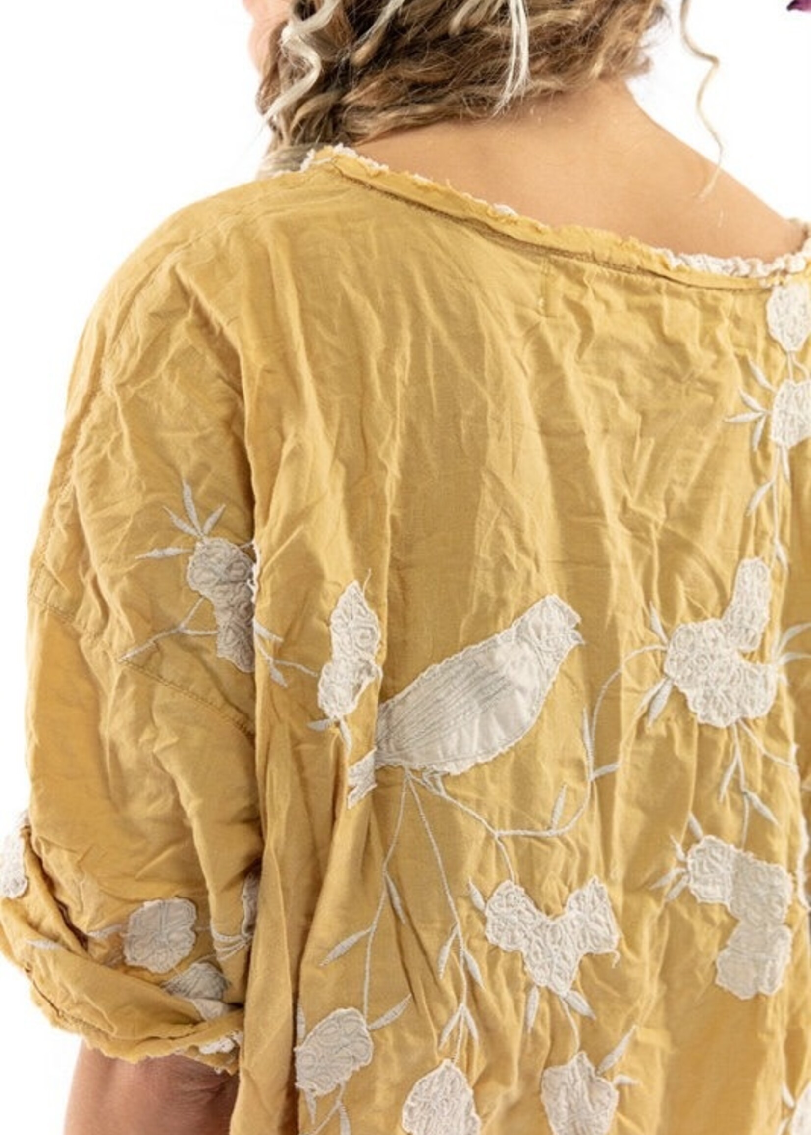Magnolia Pearl Artist Smock Dress 788 Marigold Bird Embroidery