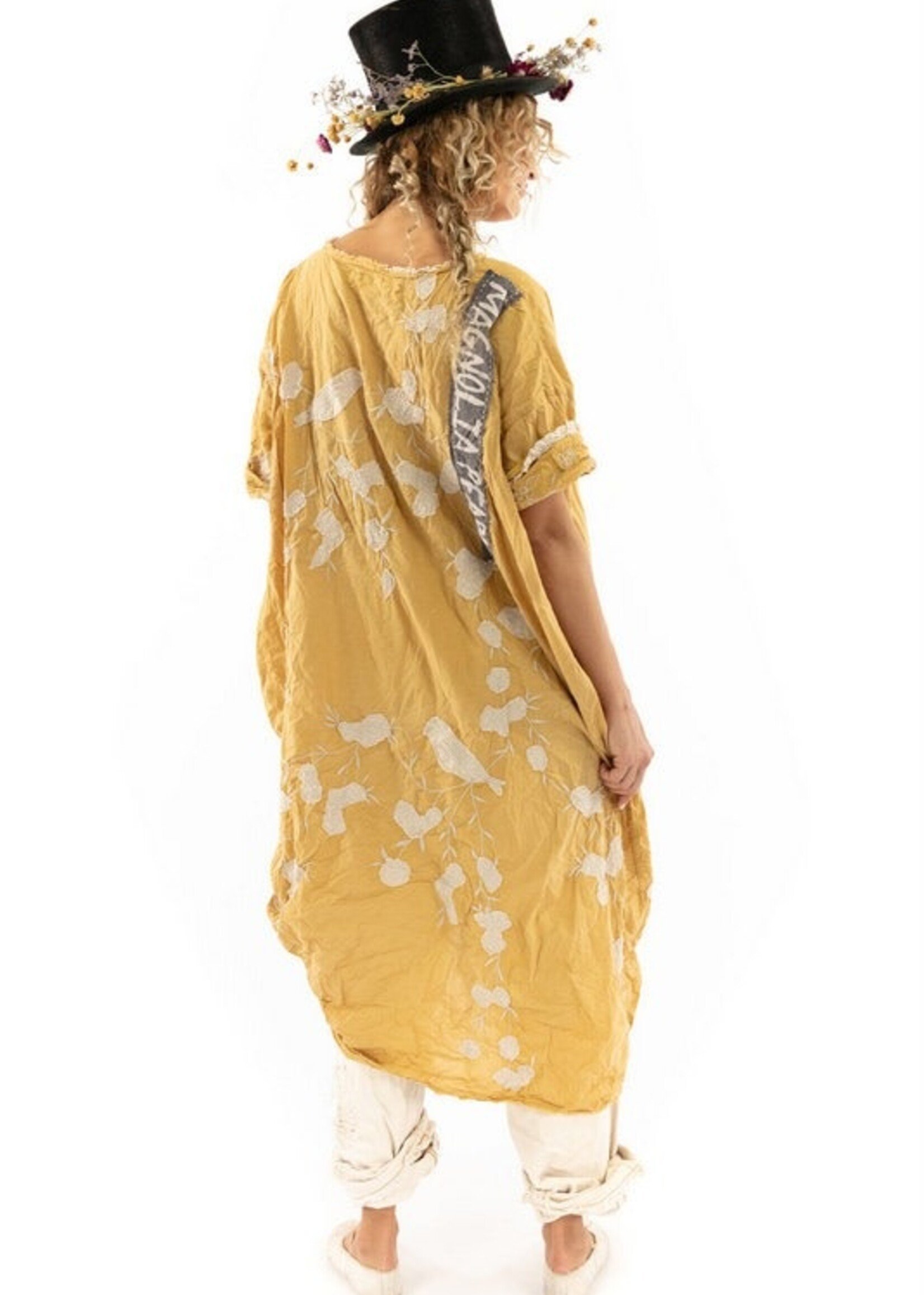 Magnolia Pearl Artist Smock Dress 788 Marigold Bird Embroidery