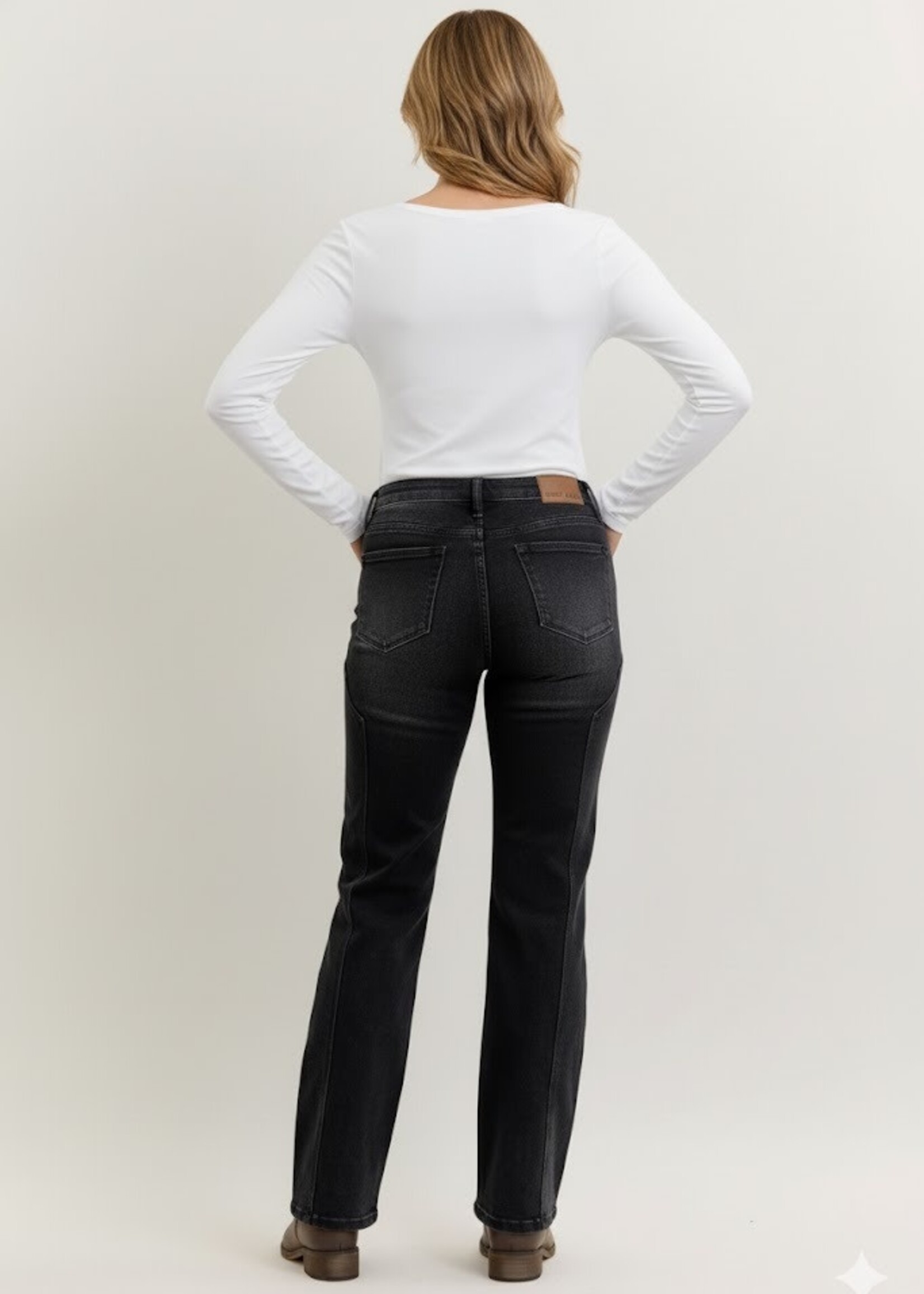 Judy Blue Night Rider Western Detail Black Mid Rise Jean