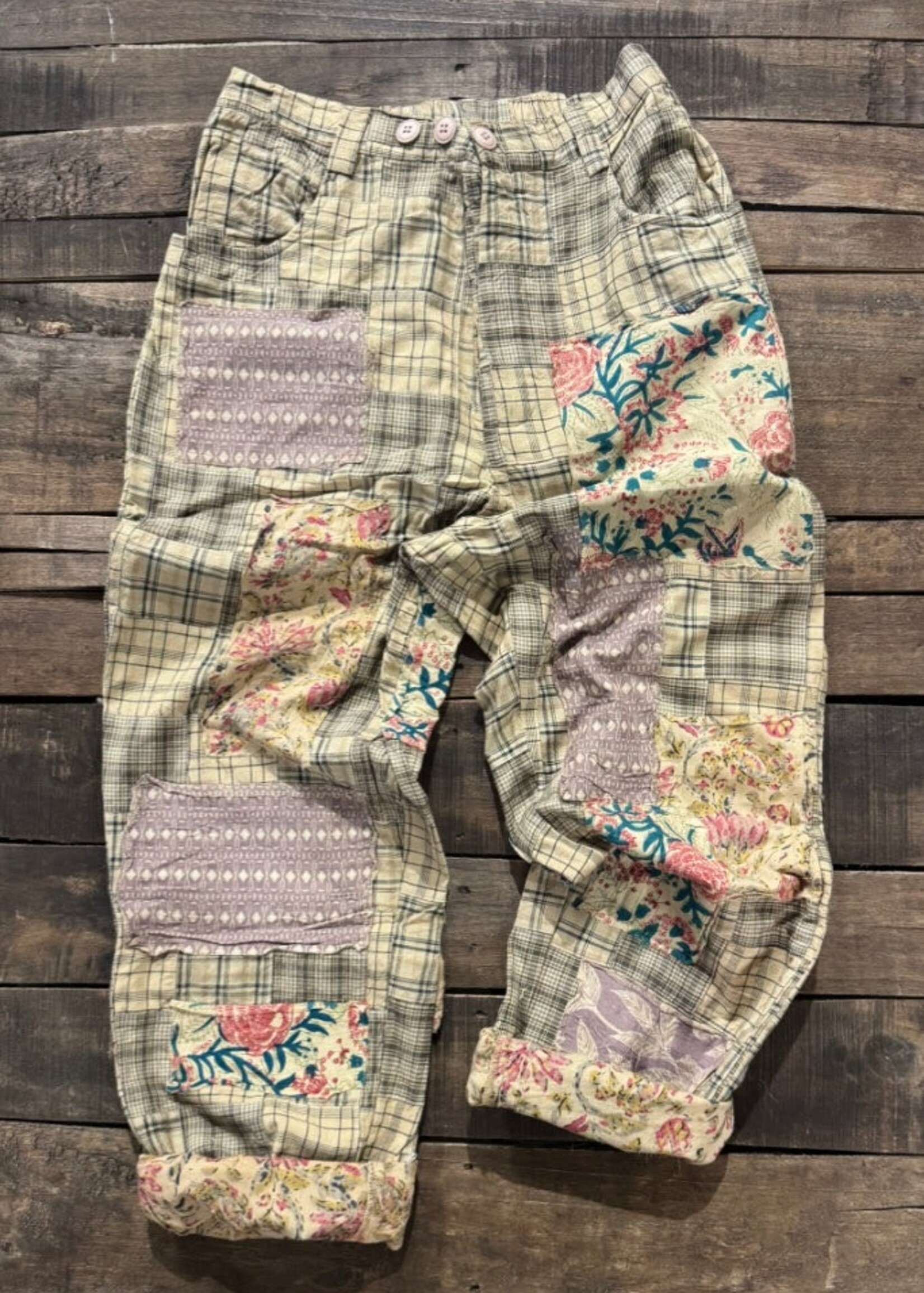 Jaded Gypsy Traveling On Pants Taupe Plaid