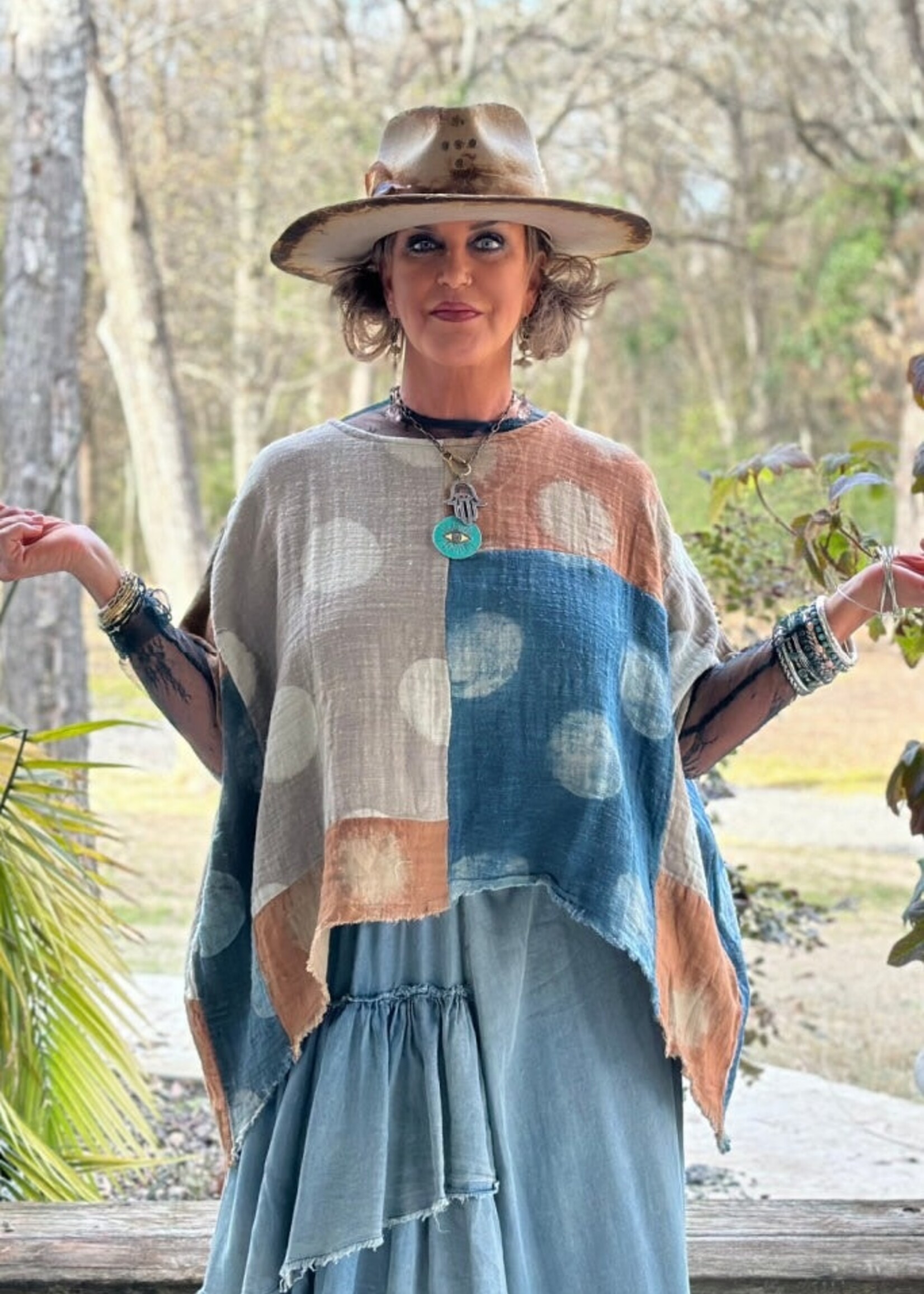 Jaded Gypsy Forever In The Clouds Top Multi Dot One Size