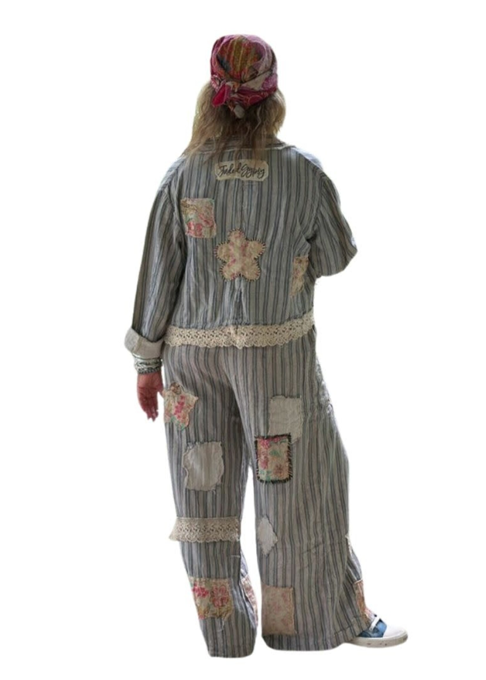 Jaded Gypsy Lined Up Jacket Cropped Striped Boho Jacket with Lace & Appliqués