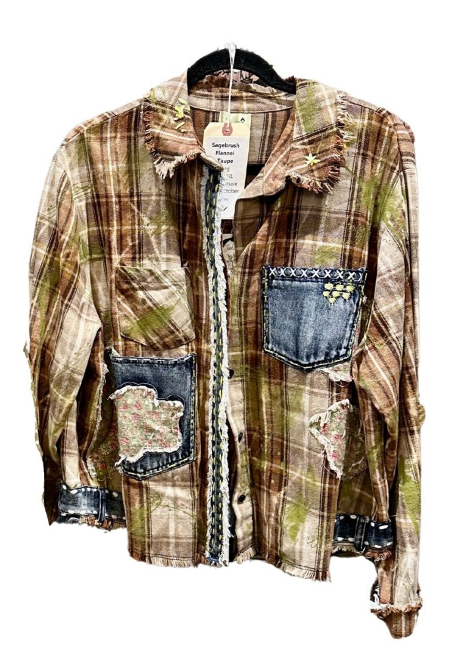 Jaded Gypsy Preorder Sagebrush Flannel Jacket Taupe