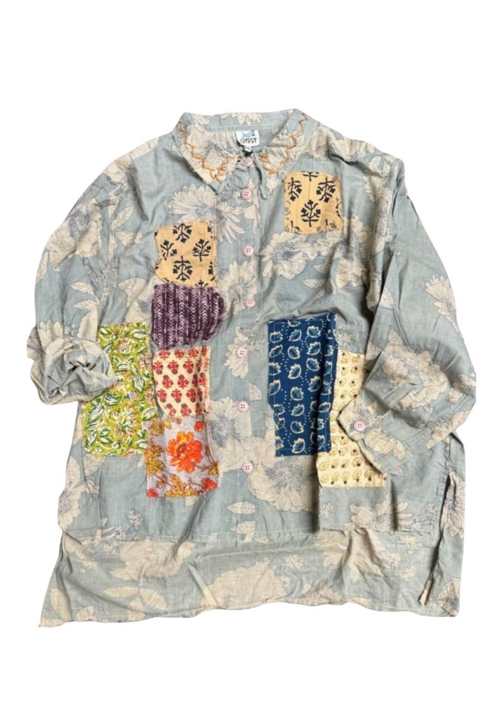 Jaded Gypsy Full Bloom Top - Patch Dusty Blue