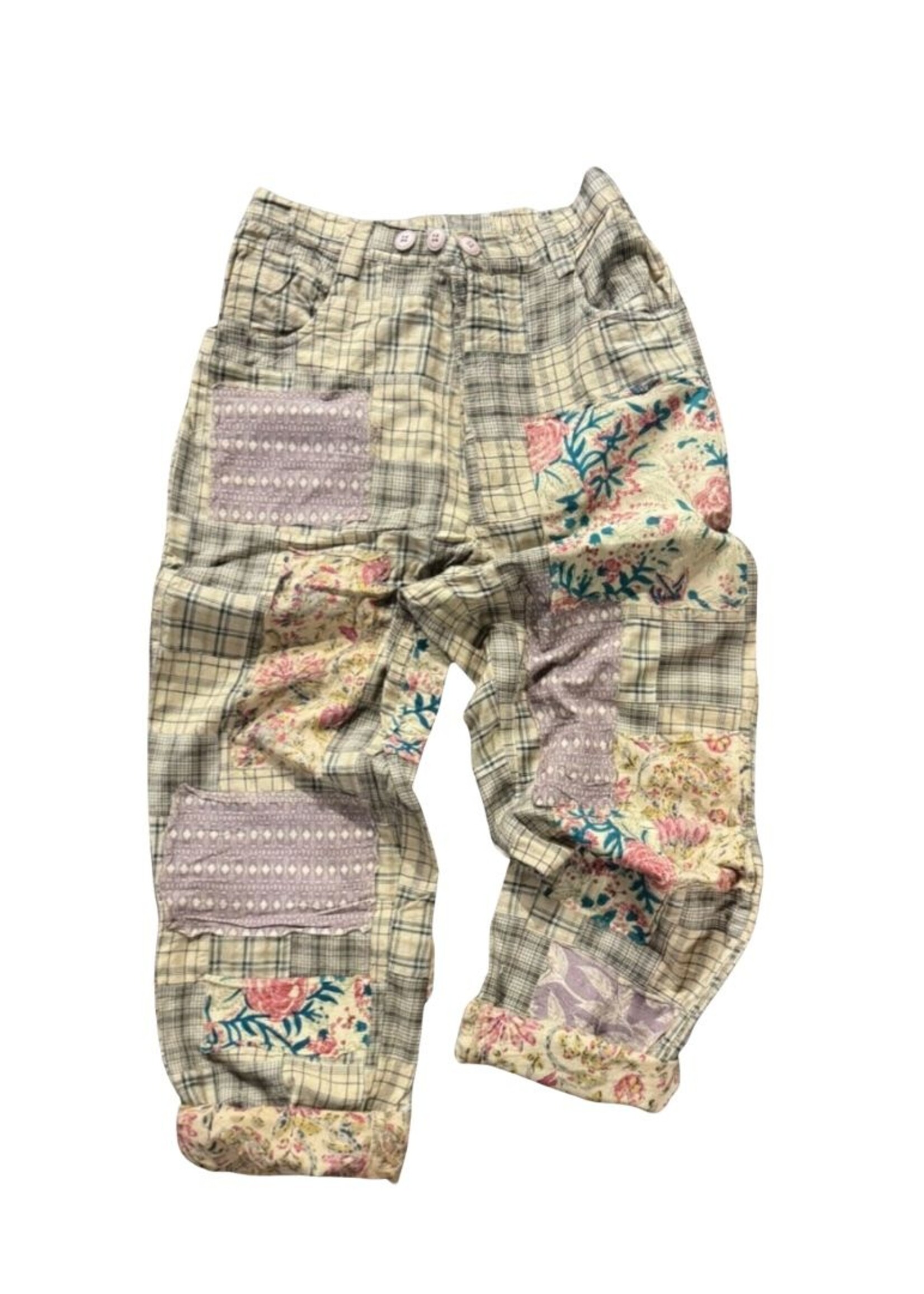 Jaded Gypsy Traveling On Pants Taupe Plaid