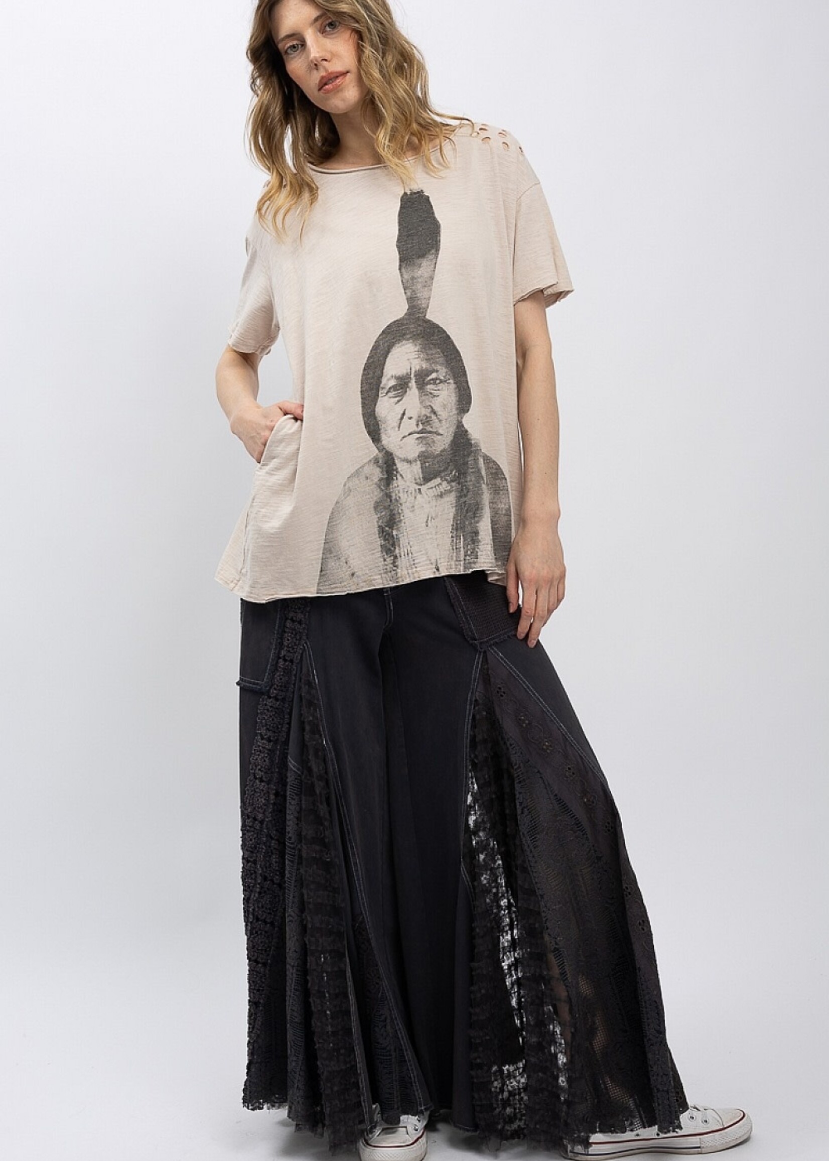 Blue Velvet Indian Print Tee Oatmeal