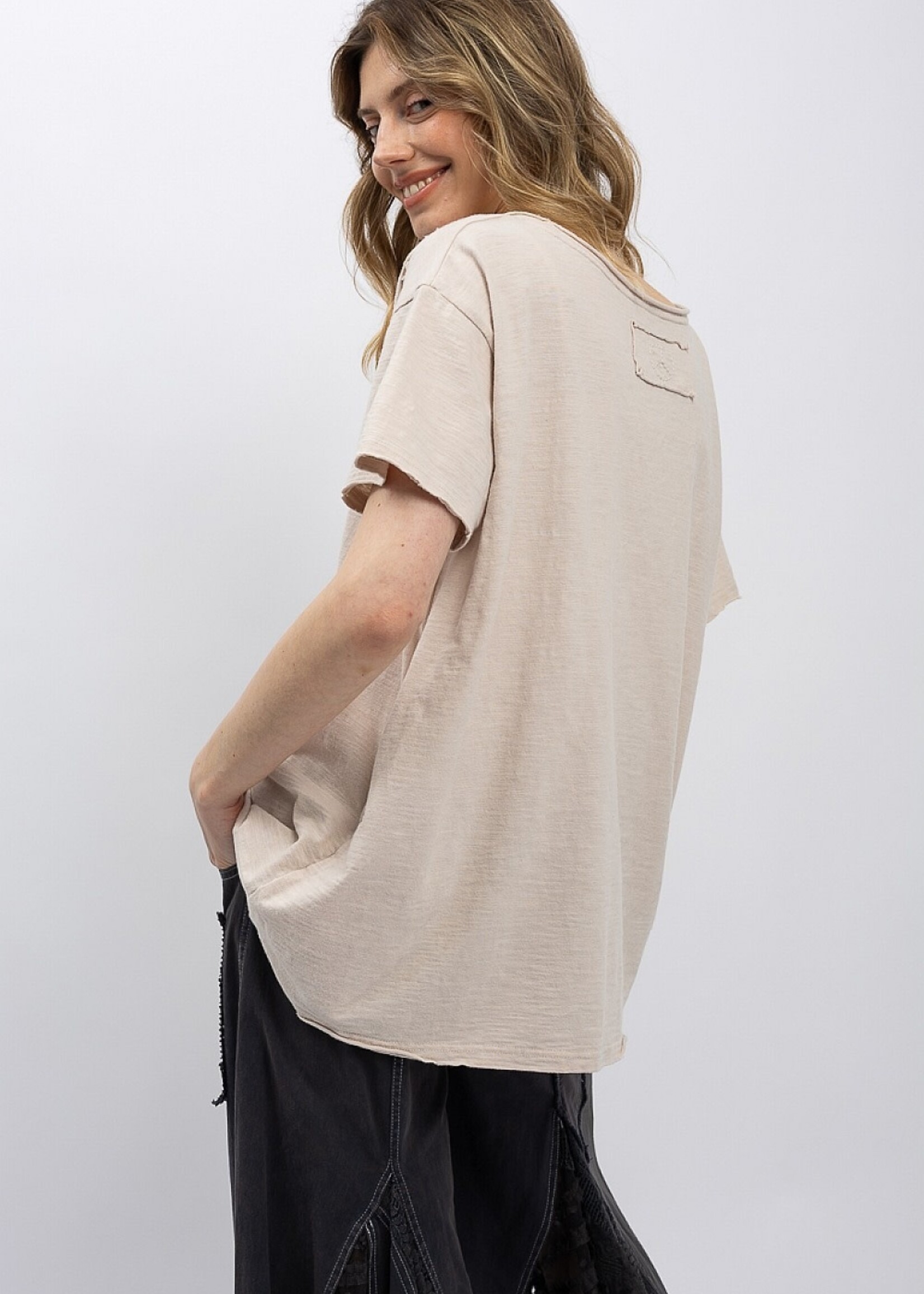Blue Velvet Indian Print Tee Oatmeal