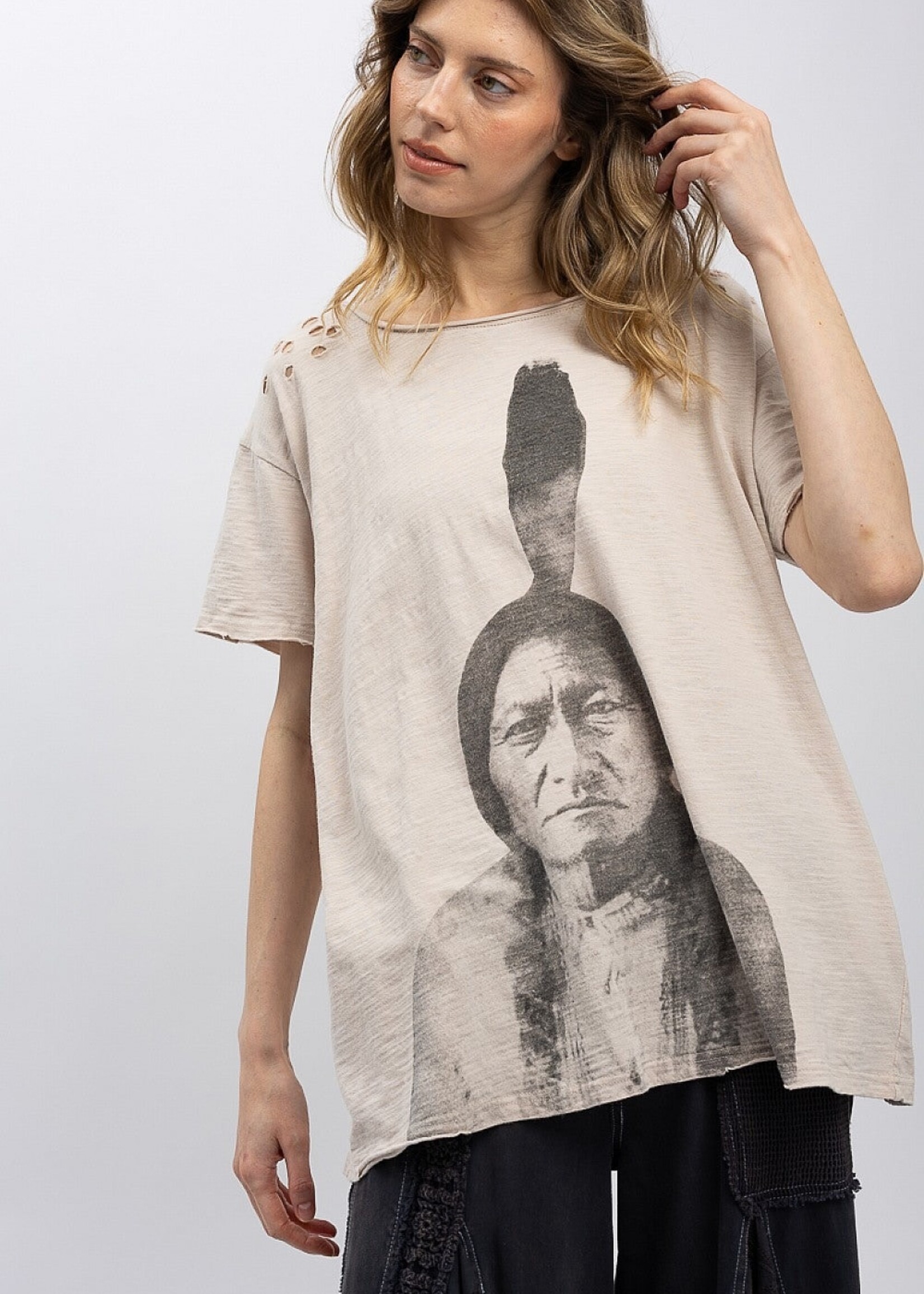 Blue Velvet Indian Print Tee Oatmeal