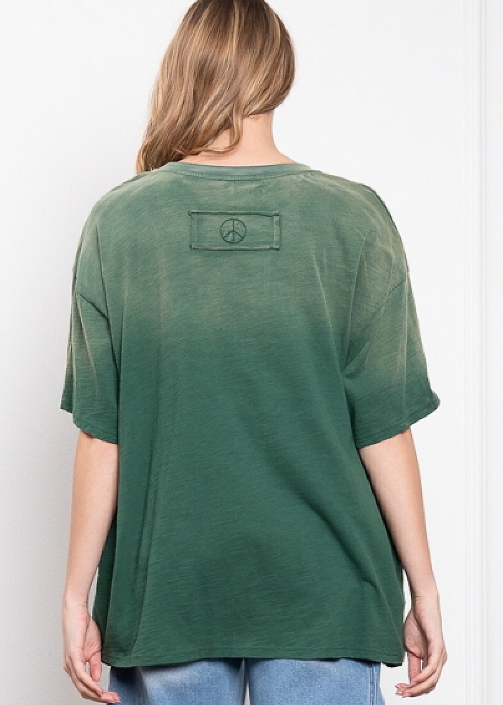 Blue Velvet Natural Print Mineral Wash Tshirt Dk Green
