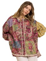 Blue Velvet Paisley Patchwork Shirt Dusty Pink