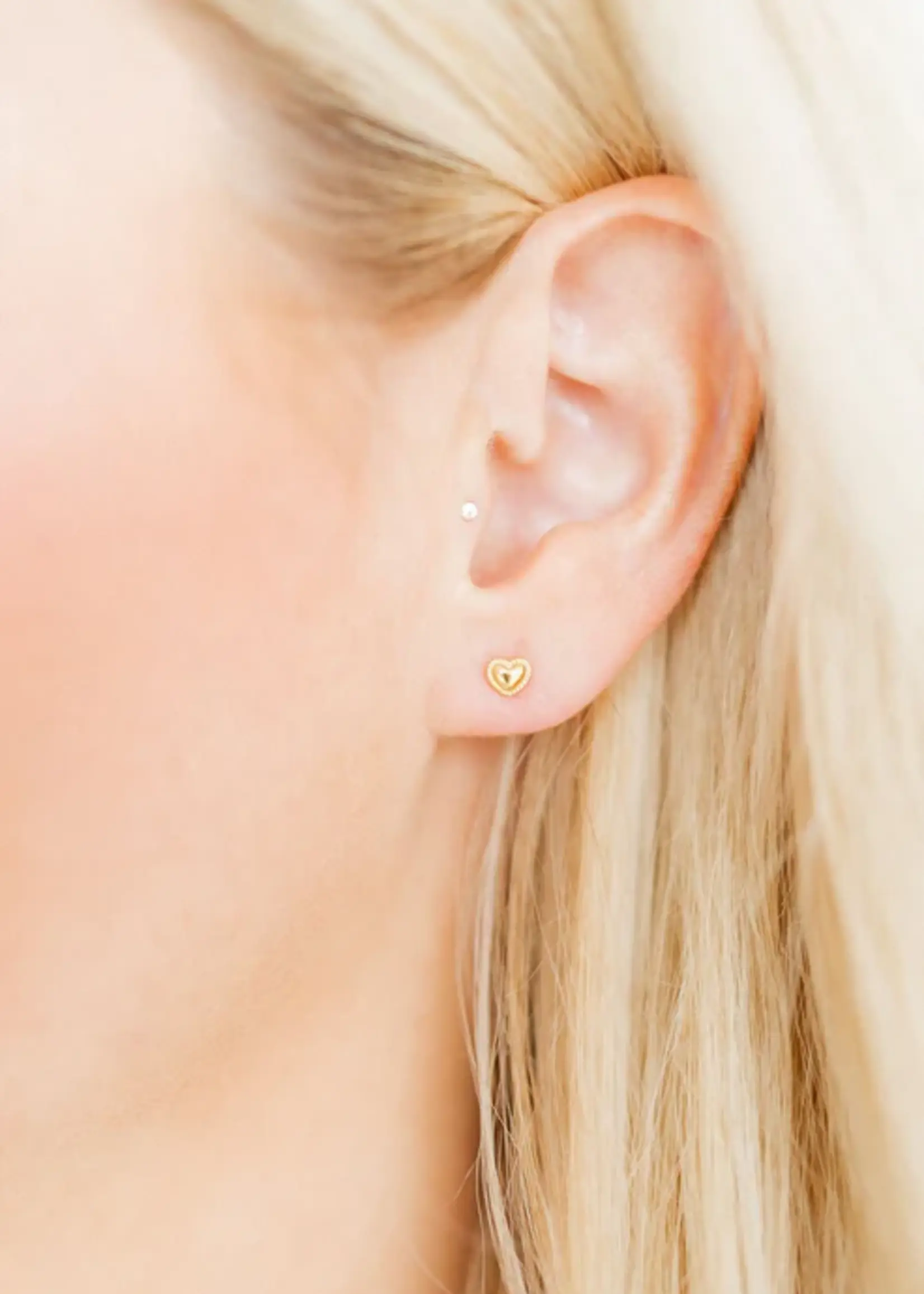 Linny Co Violet Heart Gold Screwback Stud Earrings