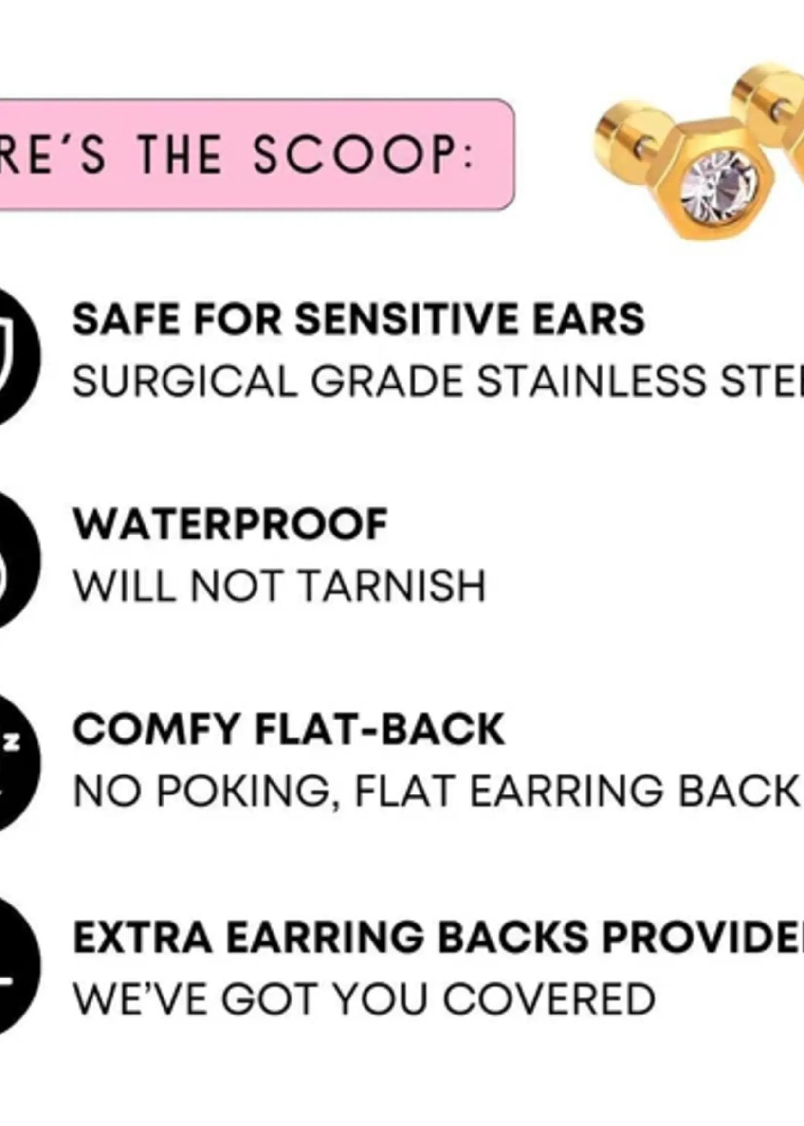 Linny Co Violet Heart Gold Screwback Stud Earrings