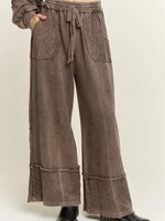 jHer Mineral Wash Wide Pants with Raw Hem Ash Oak S