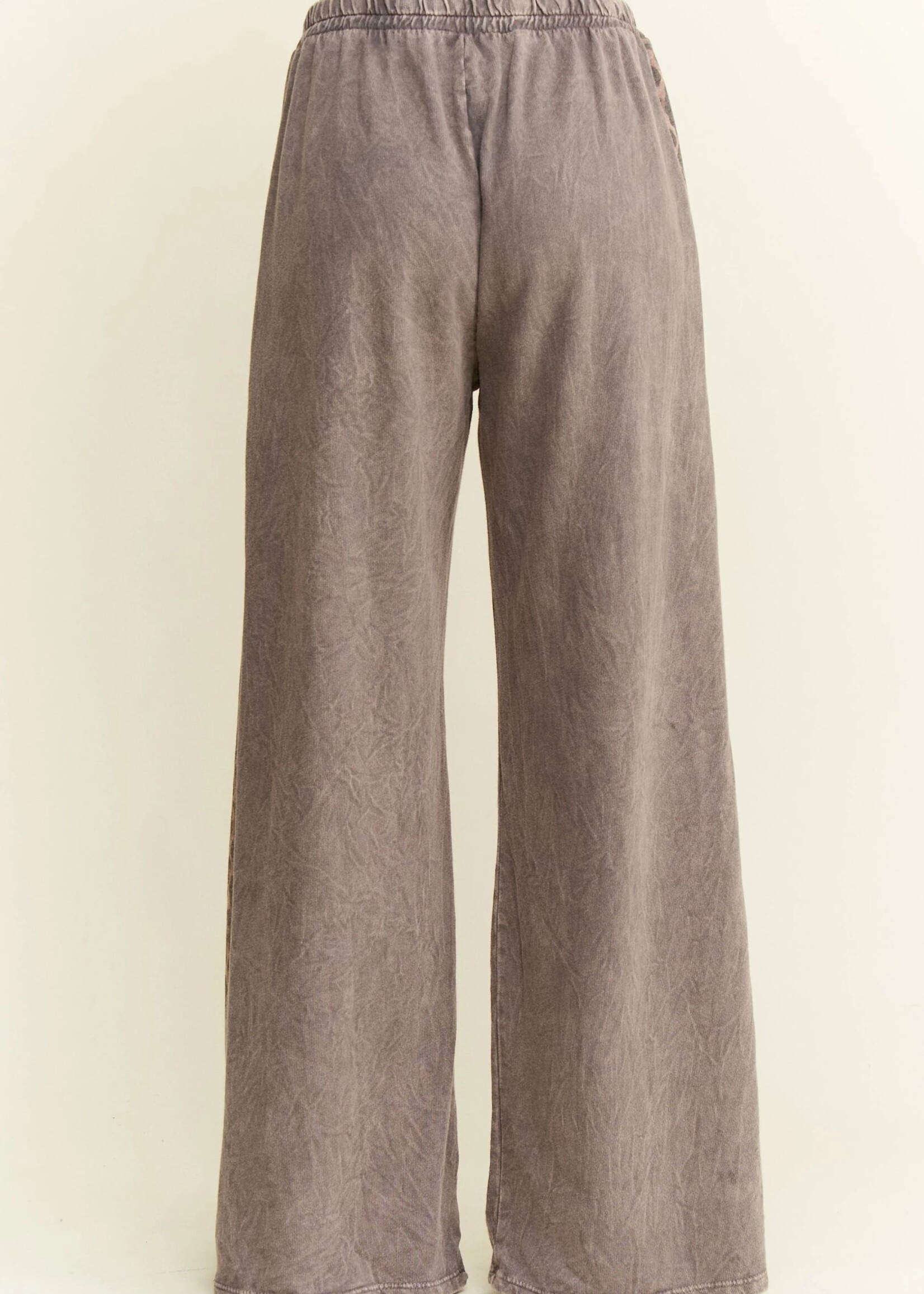 jHer Mineral Washed Leopard Animal Print Pocket Side Trim Pants S