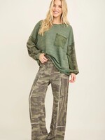 jHer Washed Camo Terry Wideleg Pants Olive M jHer Washed Camo Terry Wideleg Pants Olive M