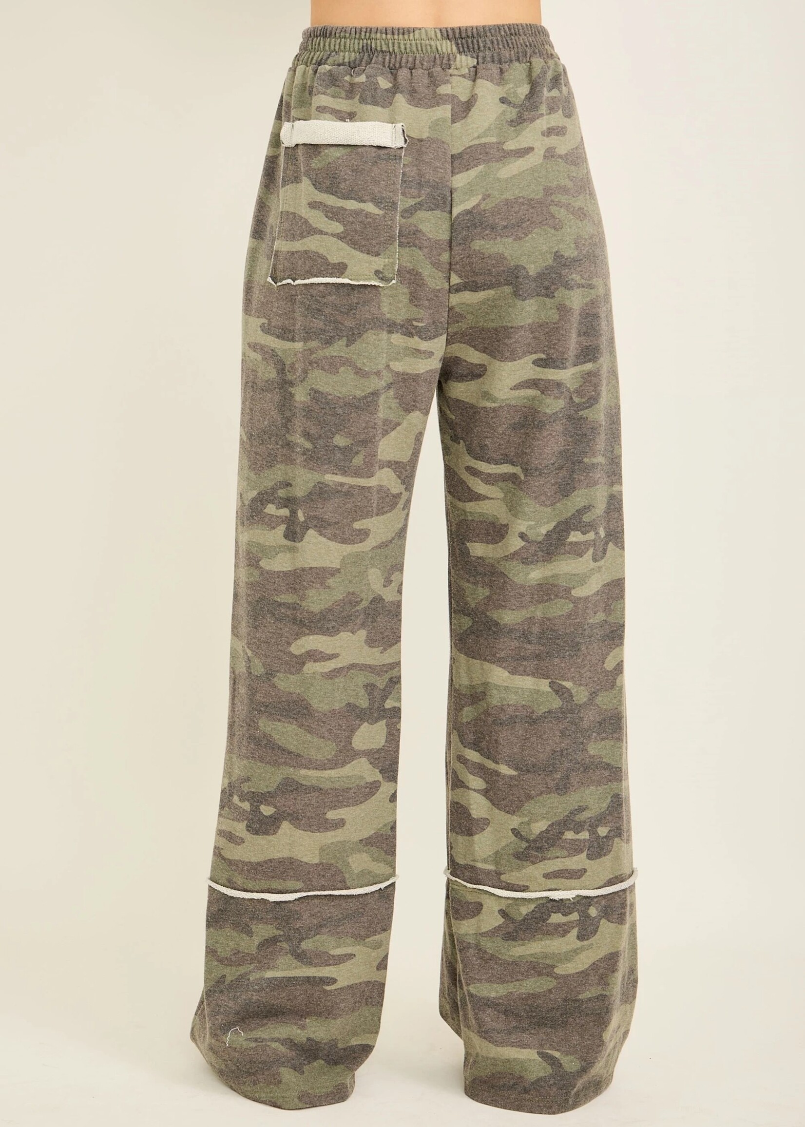 jHer Washed Camo Terry Wideleg Pants Olive M