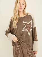 jHer Mineral Washed Leopard Cheetah Star Patched Top S