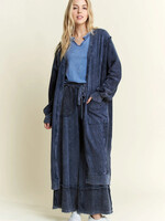 jHer Mineralwash Soft French Terry Oversized Cardigan Navy