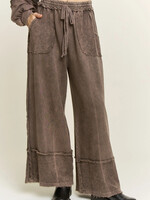 jHer Mineral Wash Wide Pants Raw Hem Ash Oak