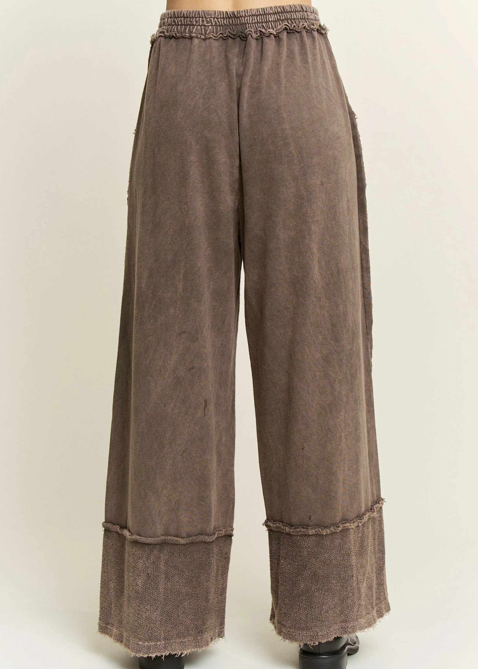 jHer Mineral washed Wide Pants with raw hem frayed details Ash Oak
