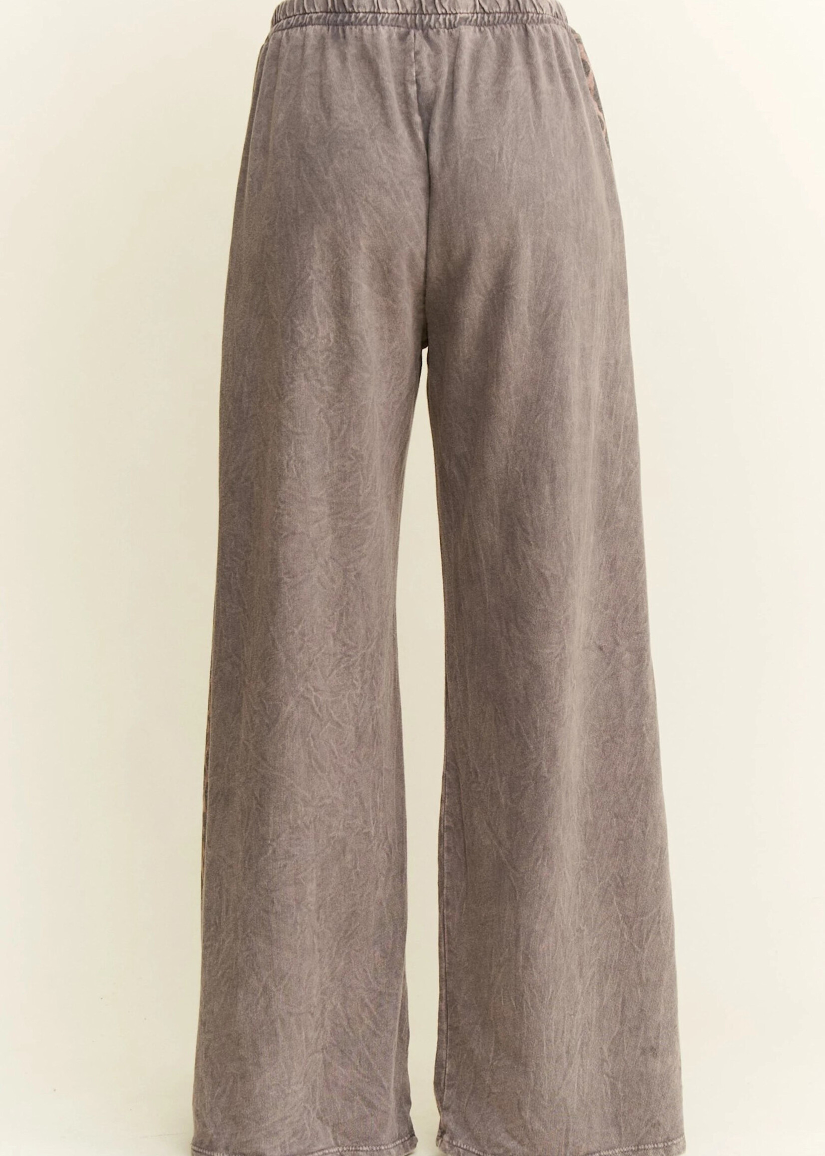 jHer Mineralwashed Leopard animal print Pocket Side Trim Pants Natural