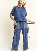 jHer Mineralwash Cap Sleeve Pocket Top Navy