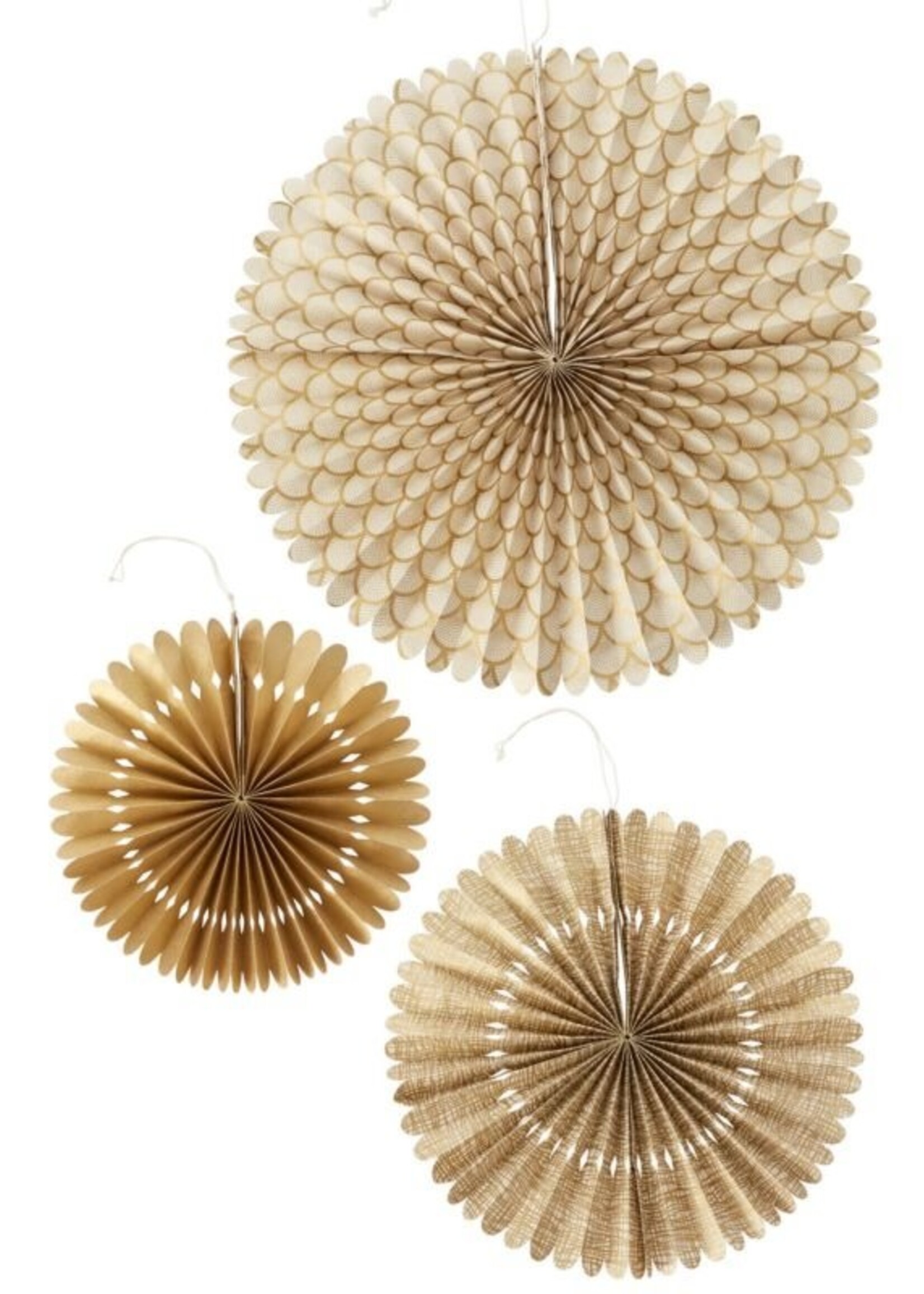 Burnished Paper Fan 12" Grid Gold