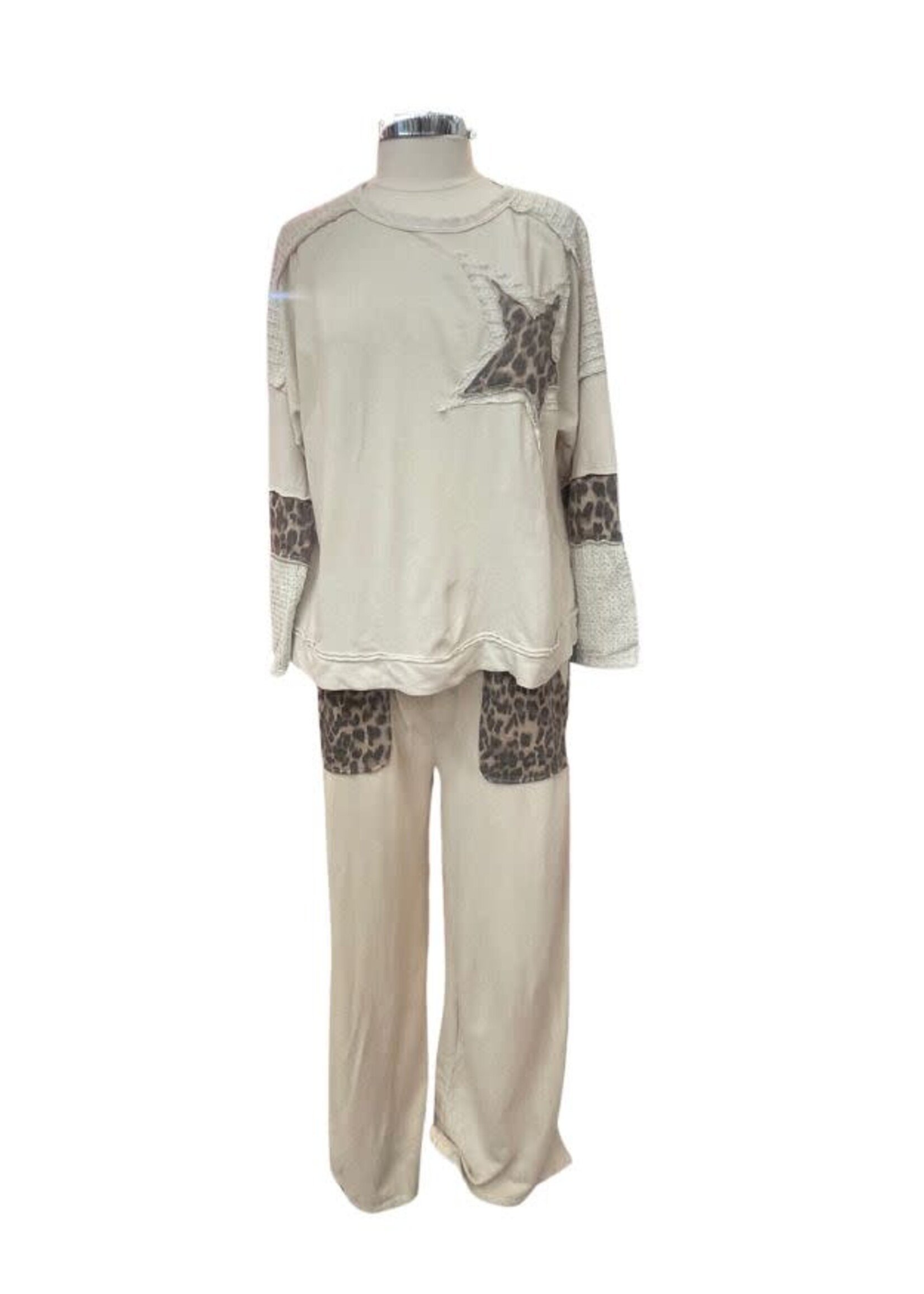 jHer Mineral Wash Leopard Pants Natural