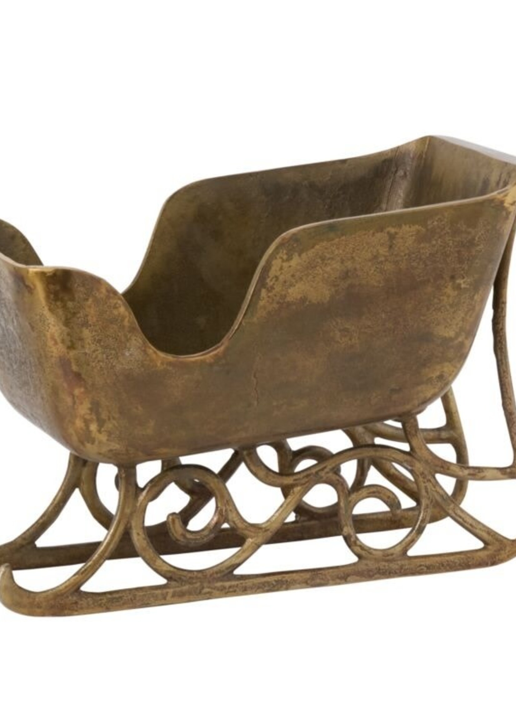 Vintage Gold Sleigh Centerpiece Planter