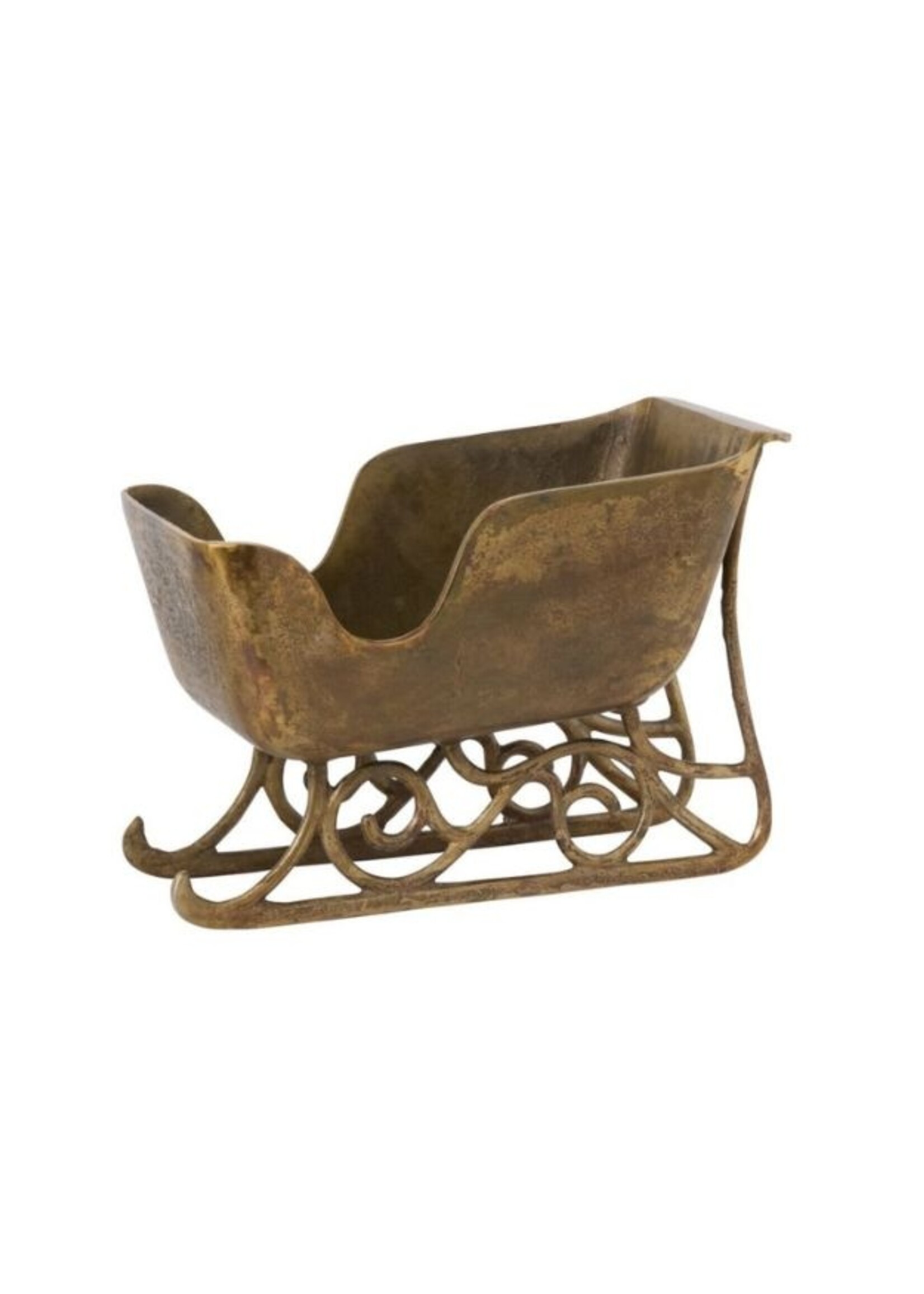Vintage Gold Sleigh Centerpiece Planter