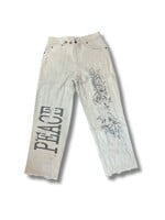 Jaded Gypsy Peace and Love Jeans Parchment Peace