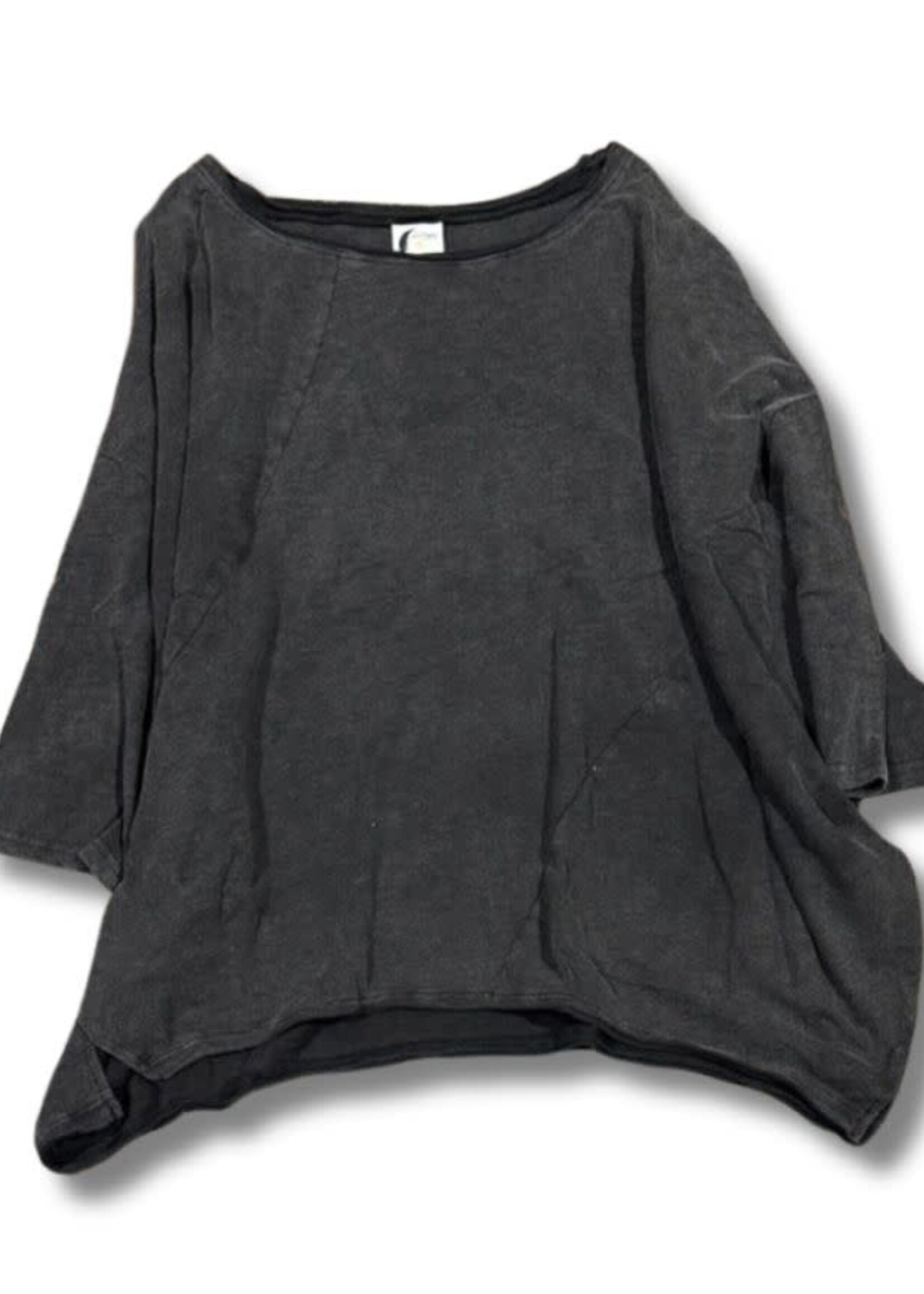 Jaded Gypsy Clothing Be Free Top Vintage Black Effortless Chic Washed Charcoal Oversized Tunic Top
