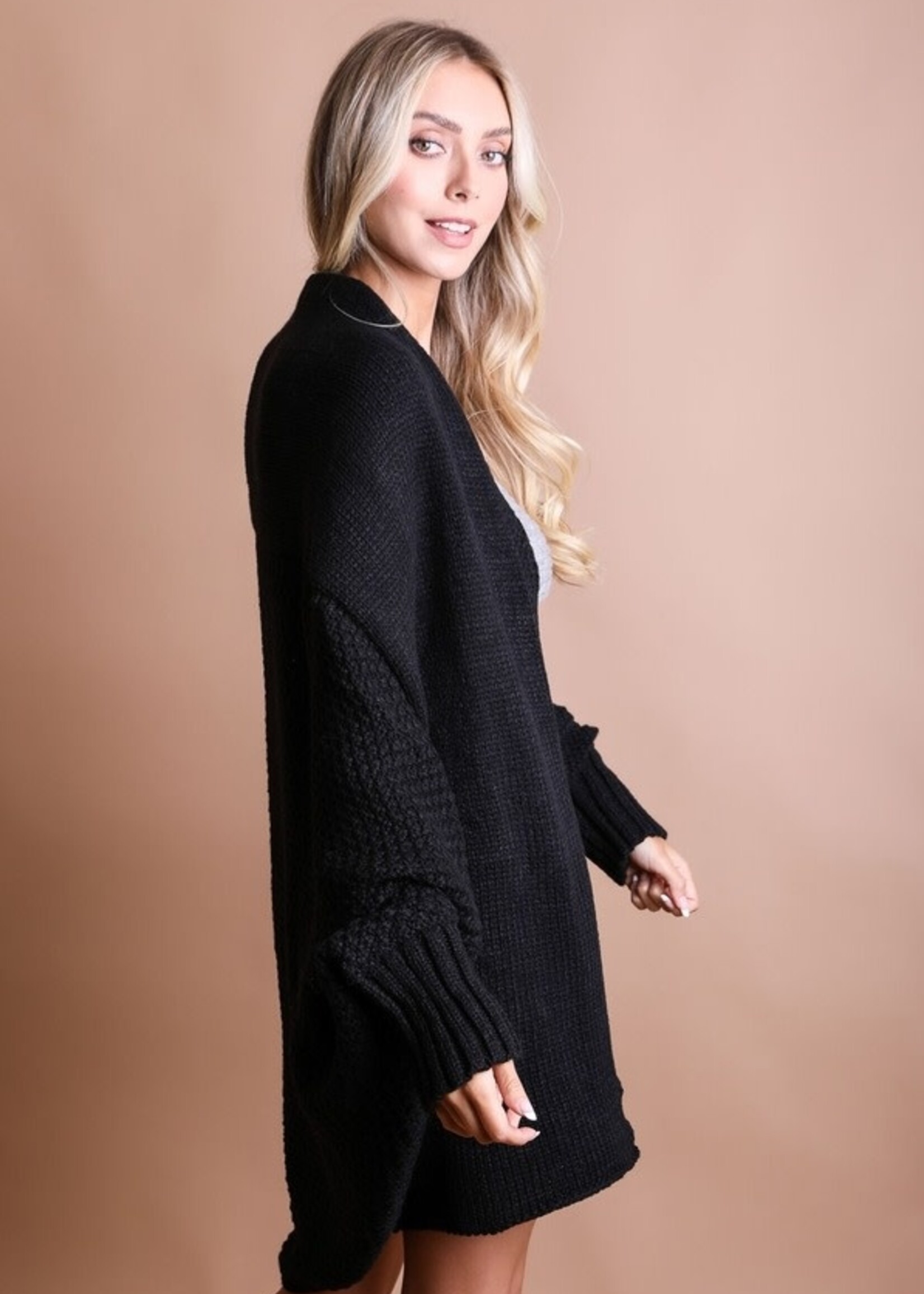 Bat wing sleeve cardigan Black One Size
