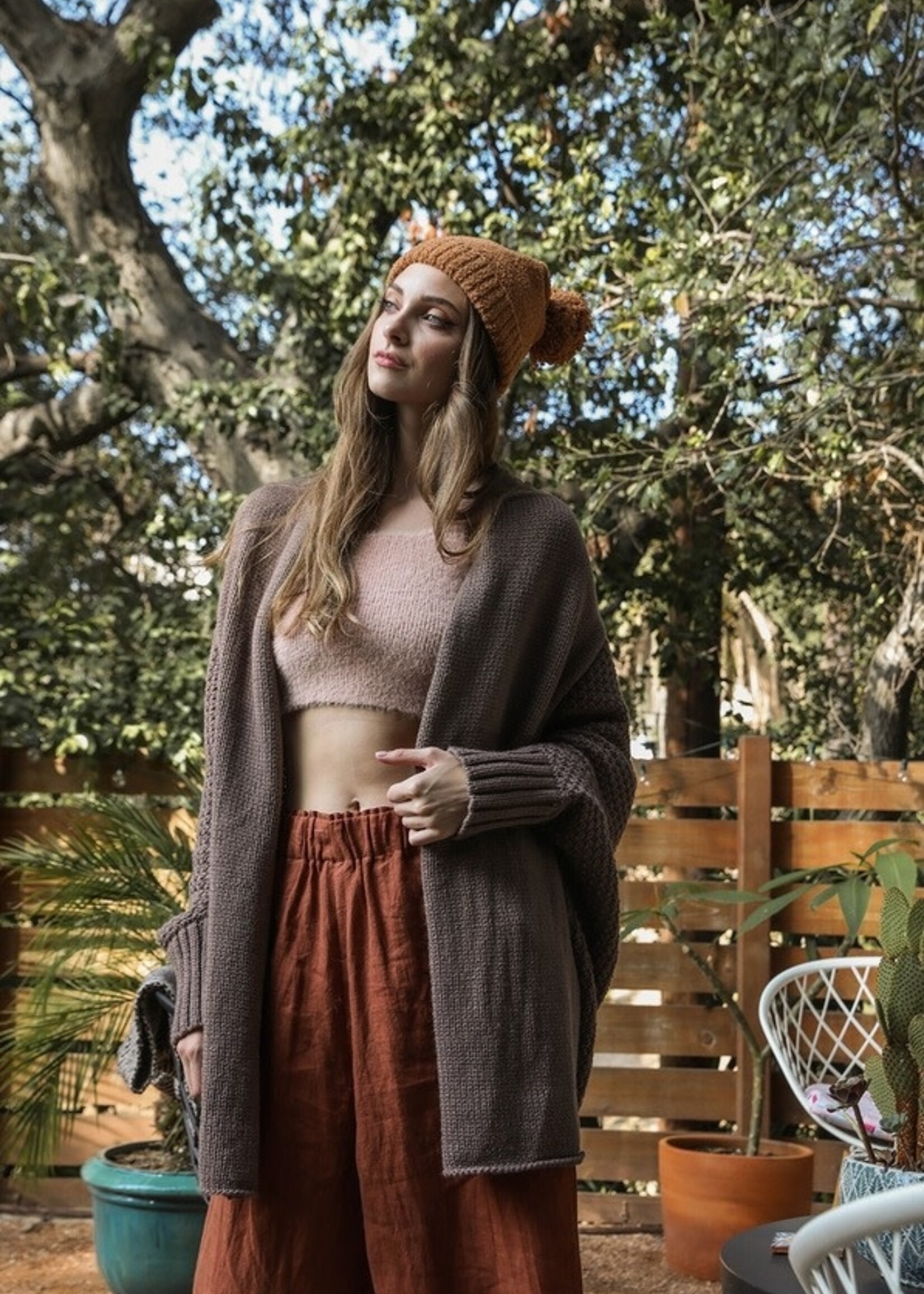 Bat wing sleeve cardigan Mocha One Size