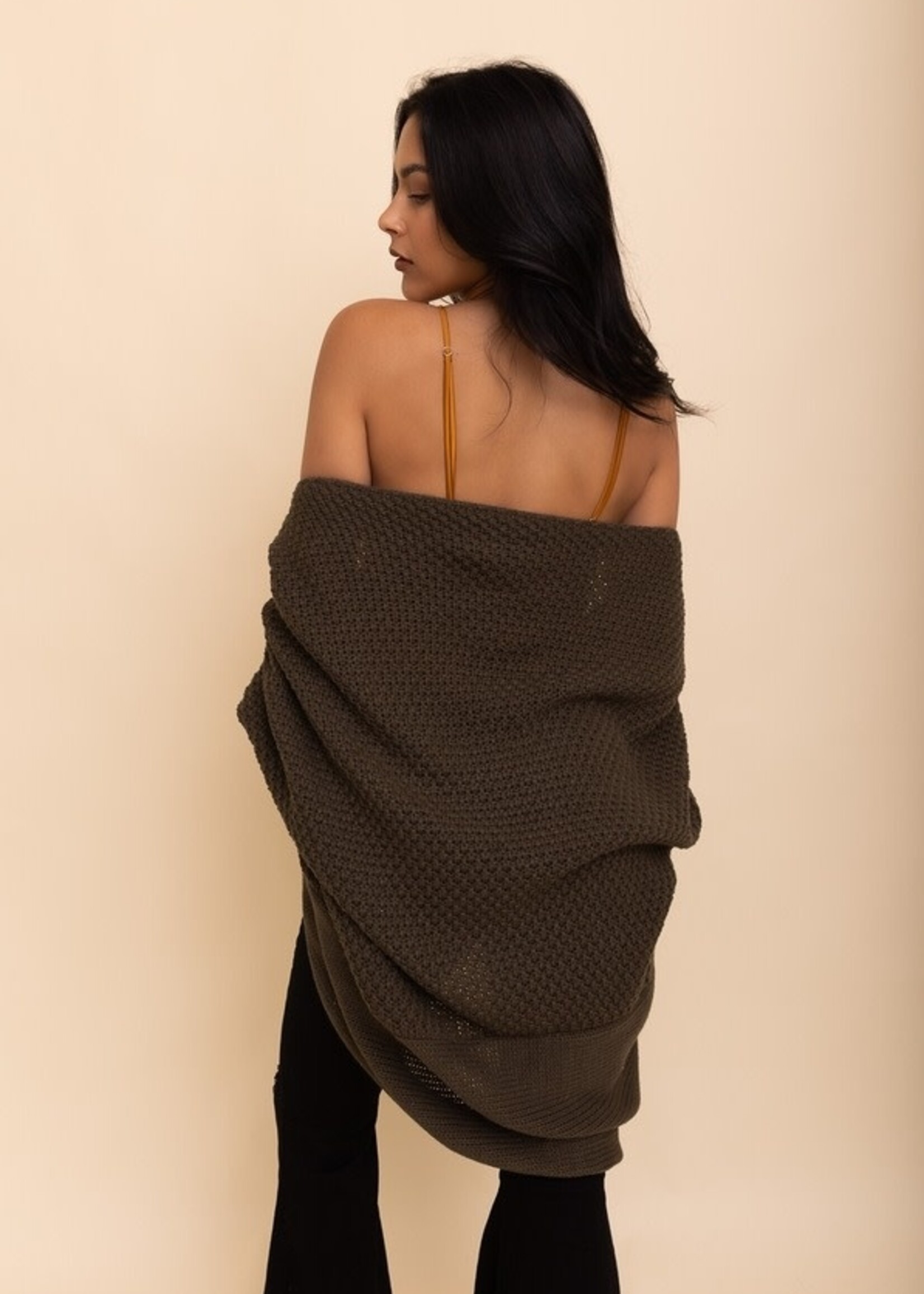 Bat wing sleeve cardigan Mocha One Size